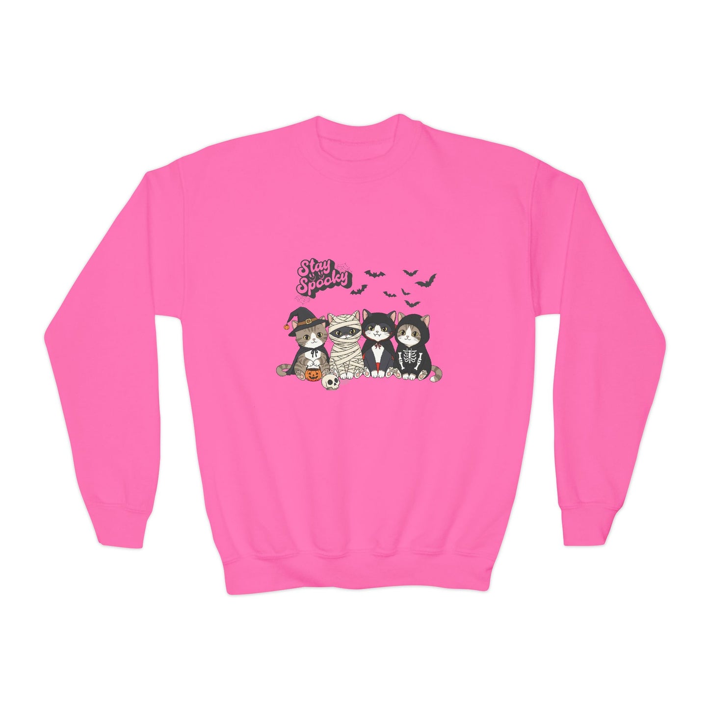 Spooky Crewneck Sweatshirt for Kids, Halloween Kids Sweatshirt, Cute Cat and Owl Design, Cozy Youth Sweater, Gift for Children