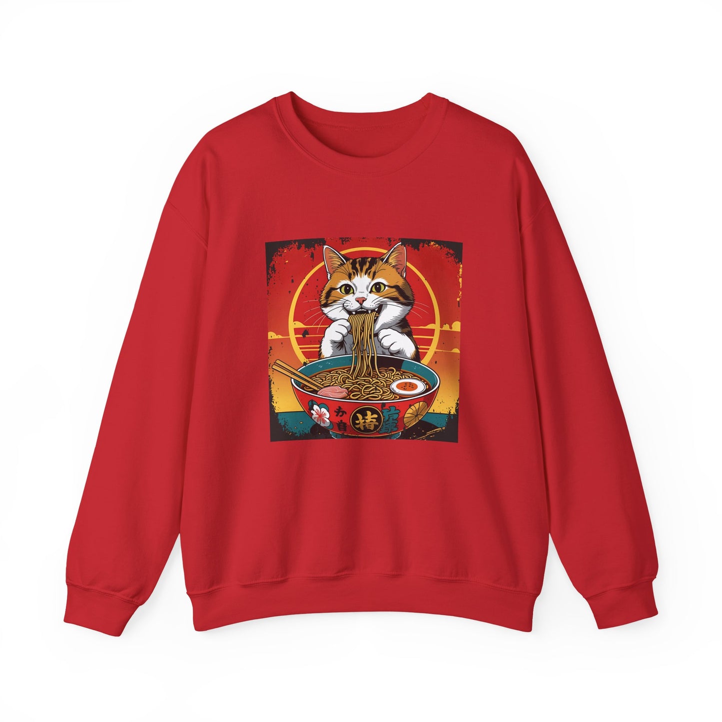 Cozy Cat Ramen Sweatshirt | Unisex Crewneck, Gift for Cat Lovers, Cute Foodie Apparel, Perfect for Fall, Weekend Wear, Animal Lover Gift