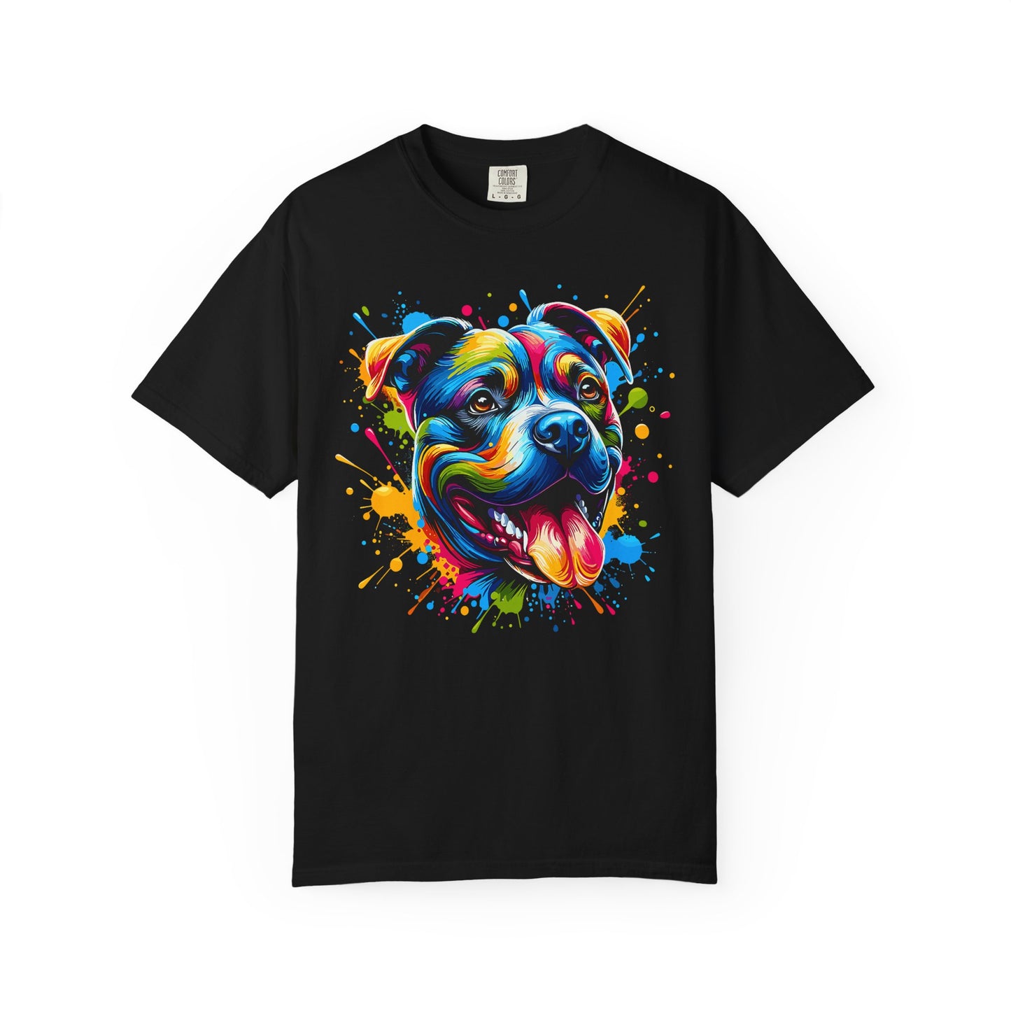 Vibrant Pitbull Dog Portrait T-Shirt | Colorful Pet Lover Tee, Gift for Dog Owners, Animal Art Shirt, Casual Wear, Unisex Apparel