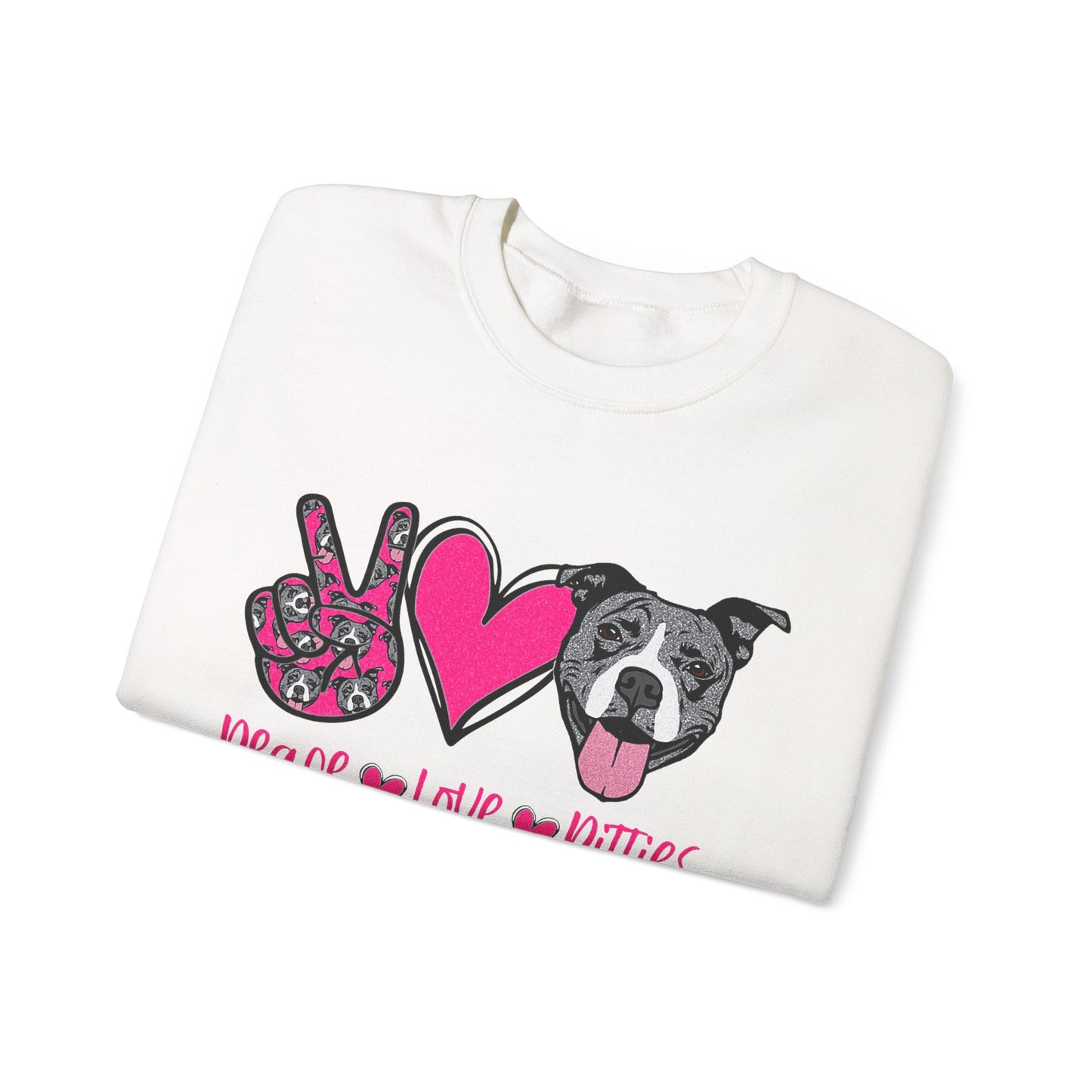 Peace Love Pits Crewneck Sweatshirt, Dog Lover Gift, Cozy Crewneck, Animal Rescue Fundraiser, Women's Fashion Sweatshirt