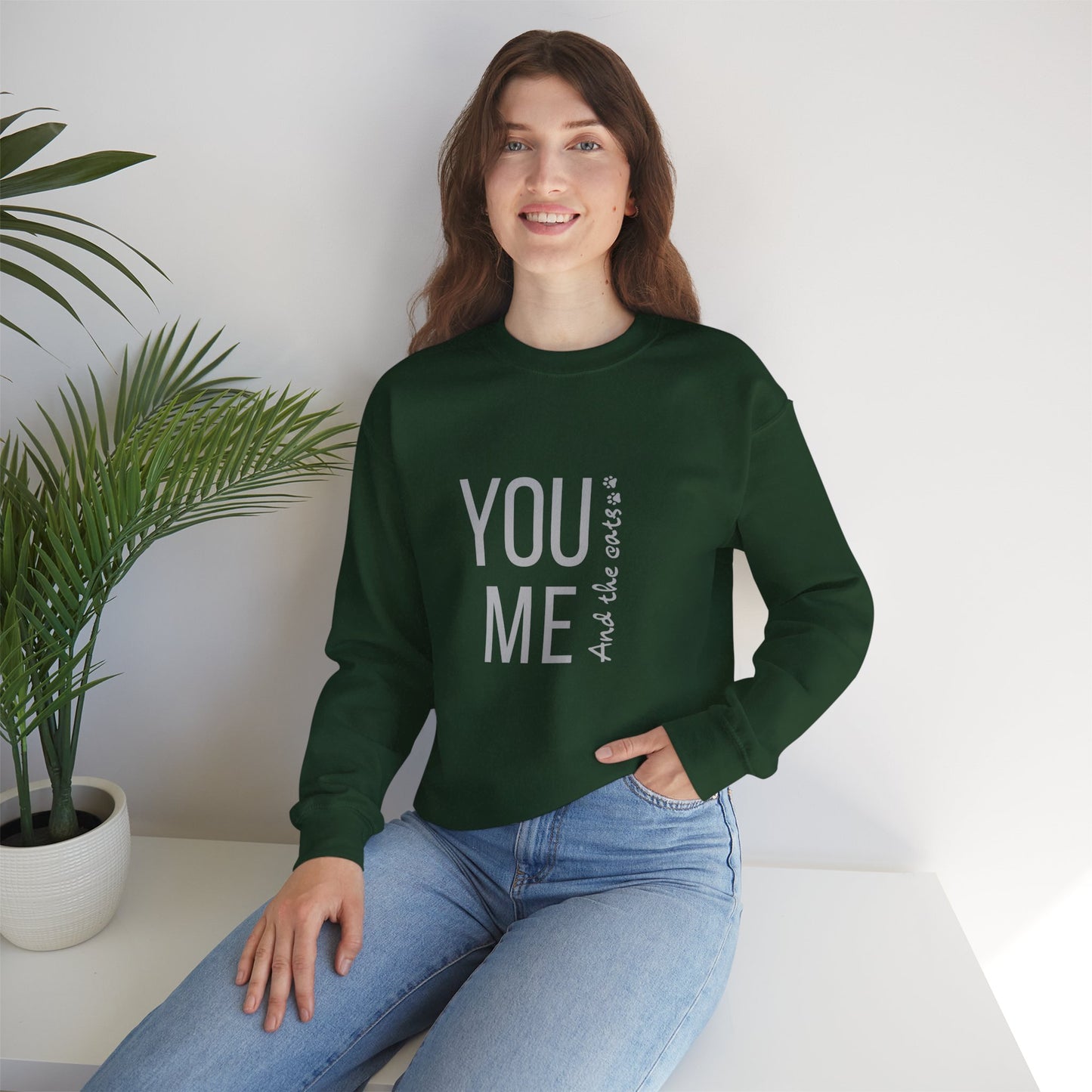 Romantic You Me and the Cats, Unisex Crewneck Sweatshirt | Perfect Gift for Couples, Cozy Lounge Wear, Relationship Apparel