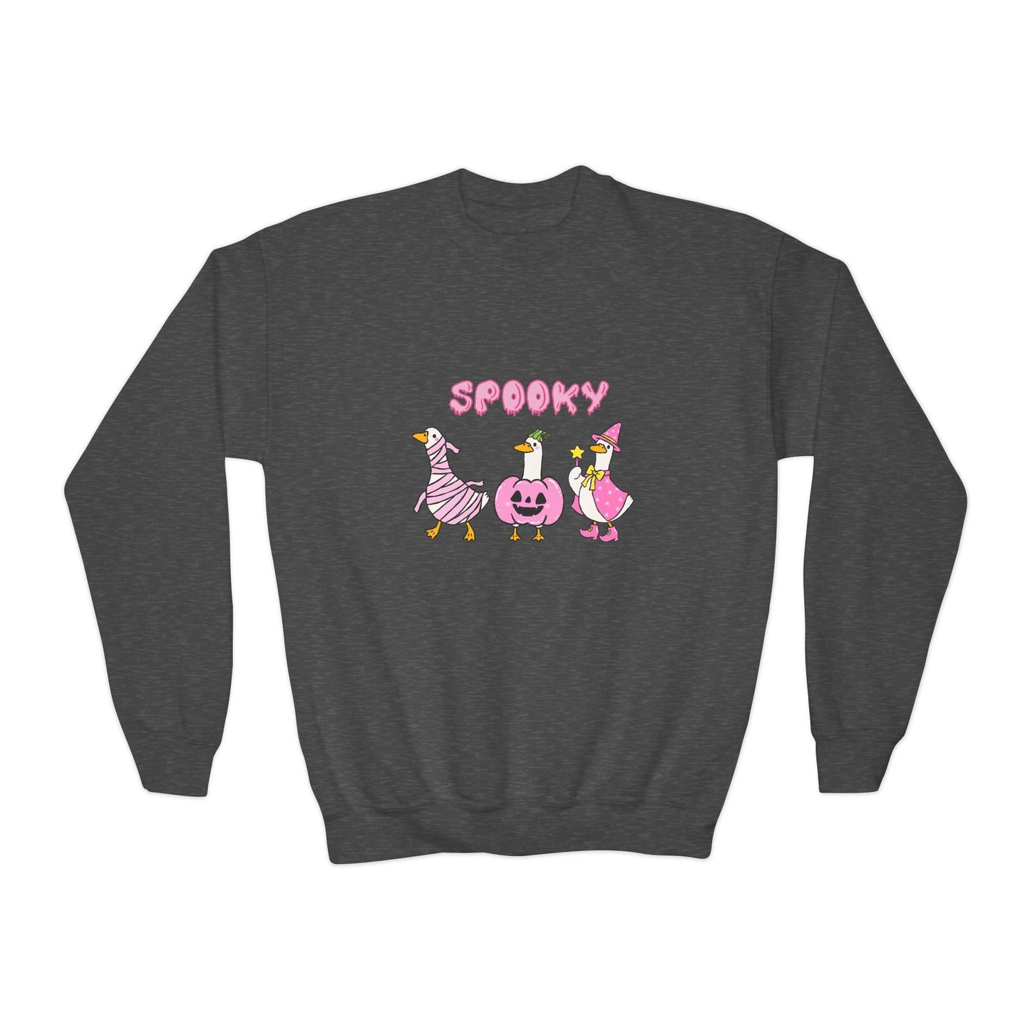 Spooky Youth Crewneck Sweatshirt, Halloween Sweatshirt, Kids Halloween Apparel, Cozy Fall Fashion, Fun Spooky Outfit