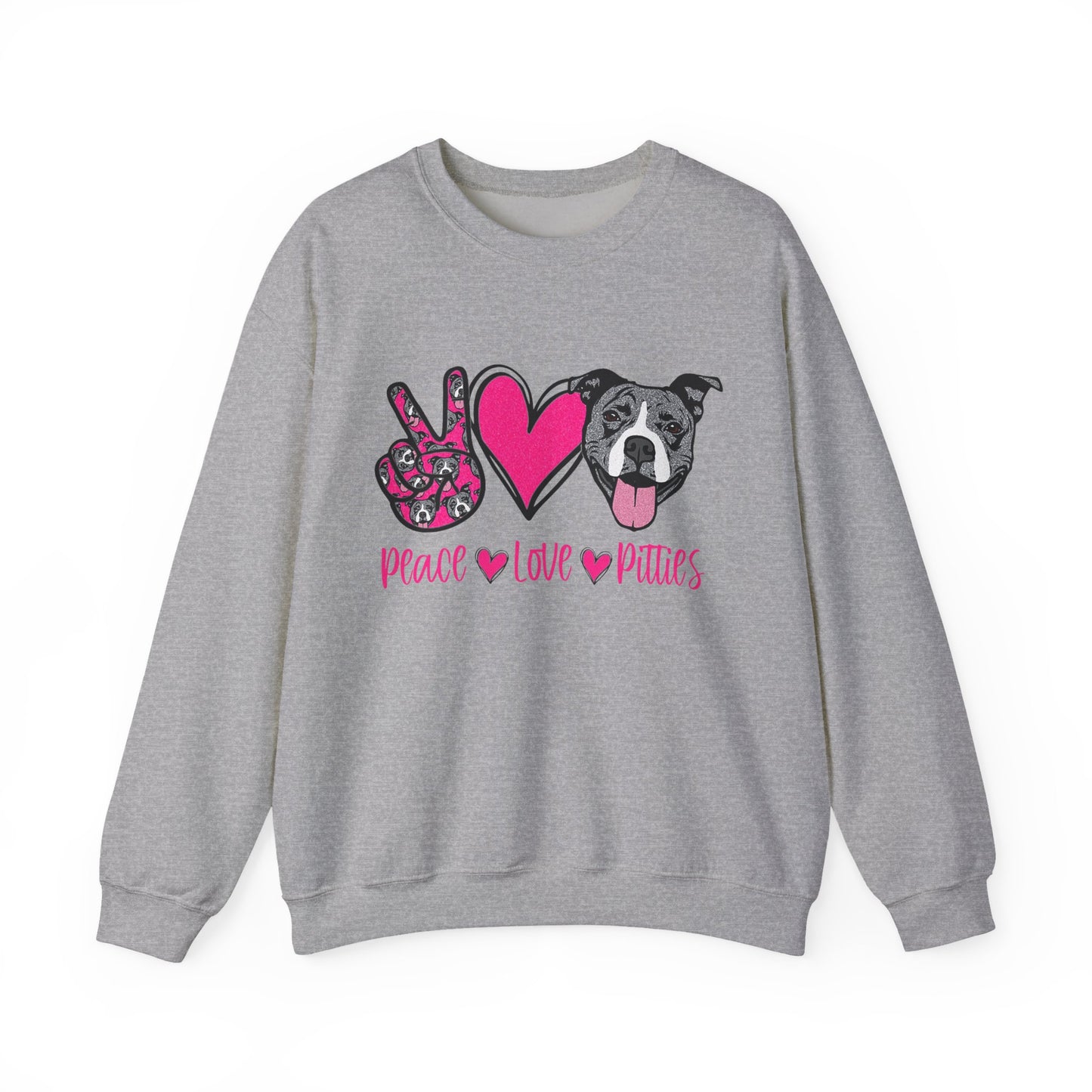 Peace Love Pits Crewneck Sweatshirt, Dog Lover Gift, Cozy Crewneck, Animal Rescue Fundraiser, Women's Fashion Sweatshirt
