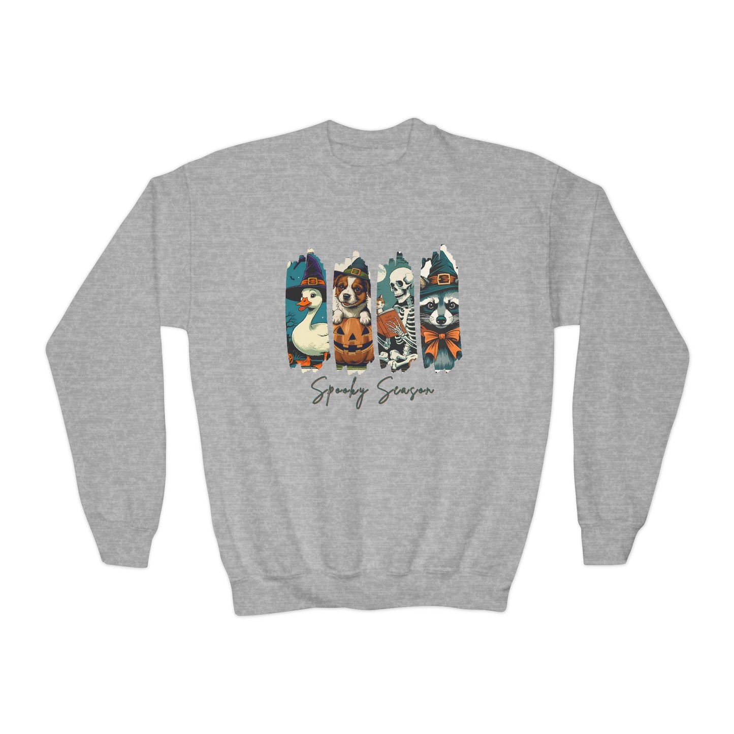 Spooky Season Youth Crewneck Sweatshirt, Halloween Apparel, Kids Sweatshirt, Cozy Fall Fashion, Spooky Sweatshirt for Children
