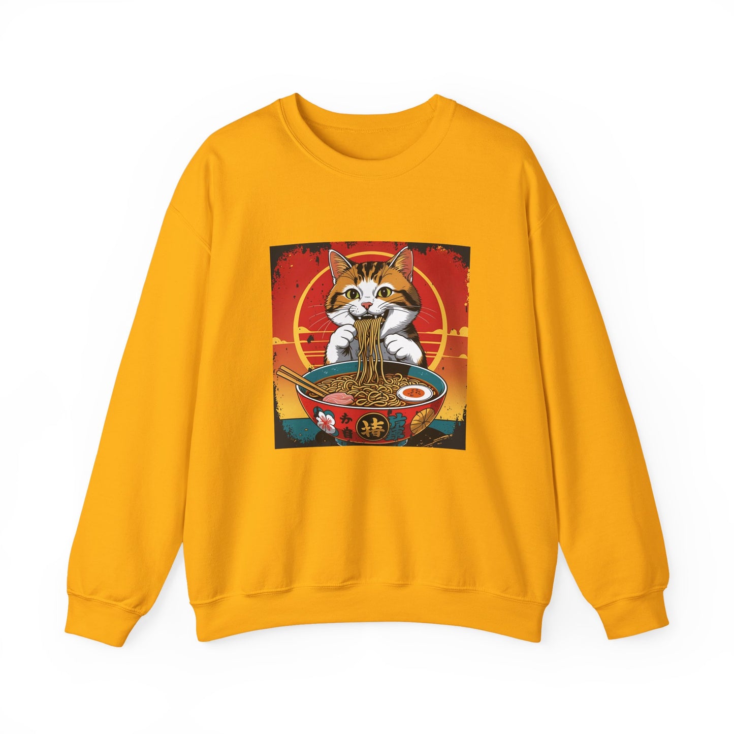 Cozy Cat Ramen Sweatshirt | Unisex Crewneck, Gift for Cat Lovers, Cute Foodie Apparel, Perfect for Fall, Weekend Wear, Animal Lover Gift