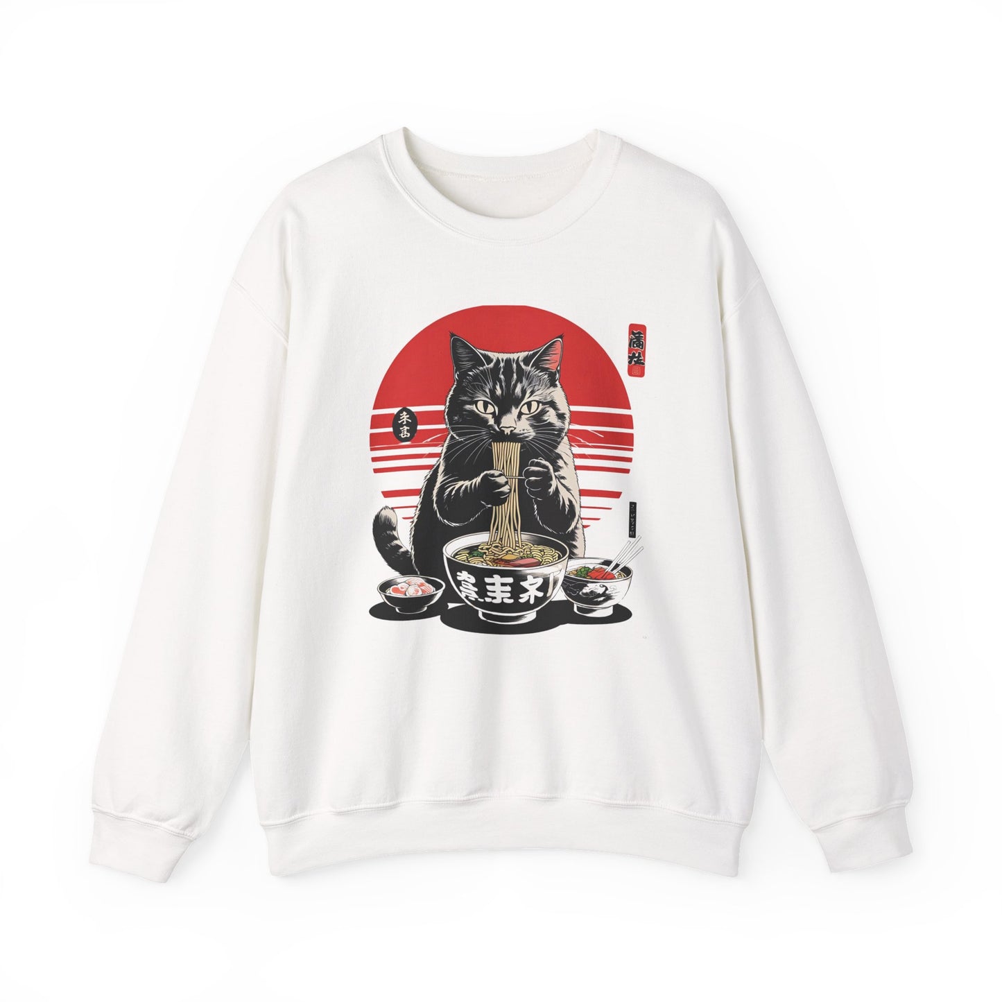 Cat Ramen Lover Sweatshirt | Cozy Unisex Crewneck | Gift for Cat Lovers, Anime Fans, Perfect for Fall, Birthdays, Holidays