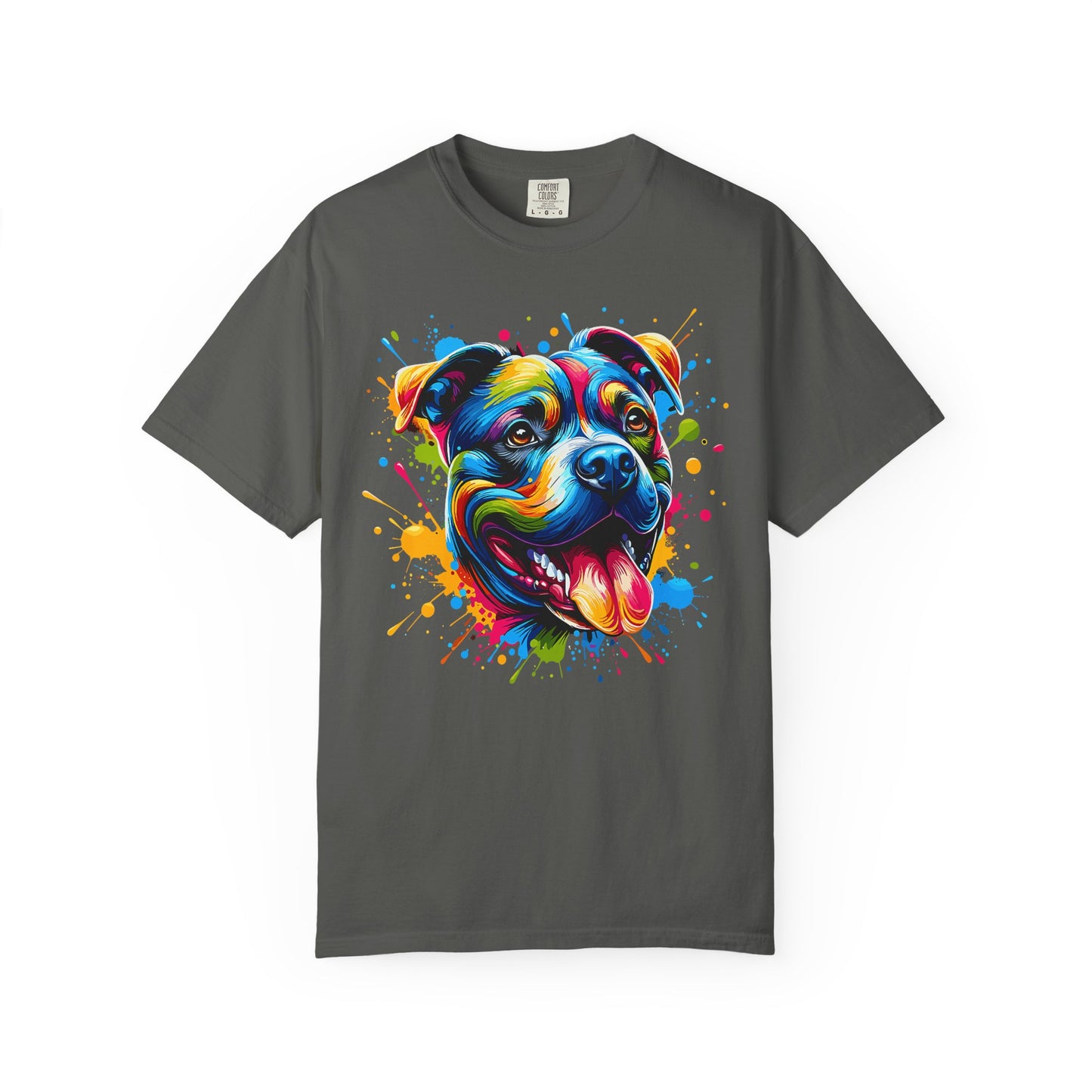 Vibrant Pitbull Dog Portrait T-Shirt | Colorful Pet Lover Tee, Gift for Dog Owners, Animal Art Shirt, Casual Wear, Unisex Apparel