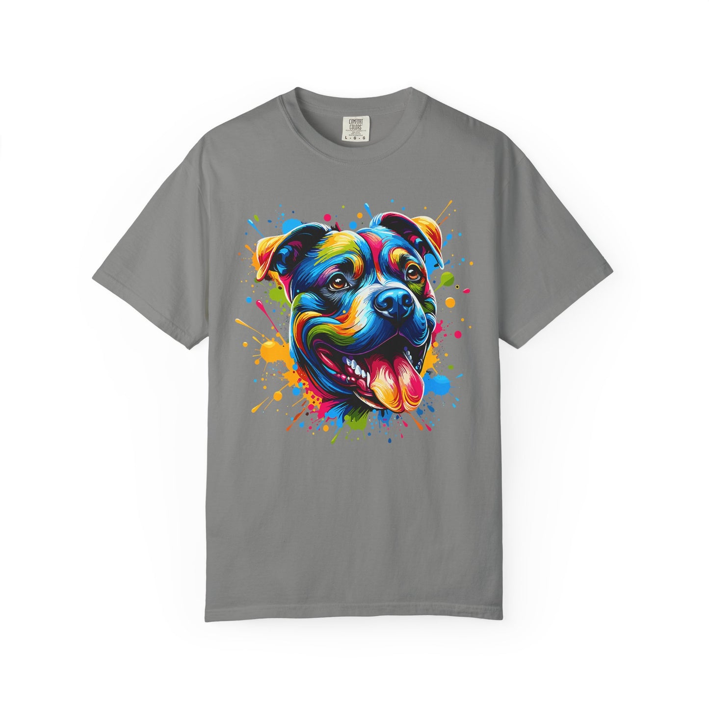 Vibrant Pitbull Dog Portrait T-Shirt | Colorful Pet Lover Tee, Gift for Dog Owners, Animal Art Shirt, Casual Wear, Unisex Apparel