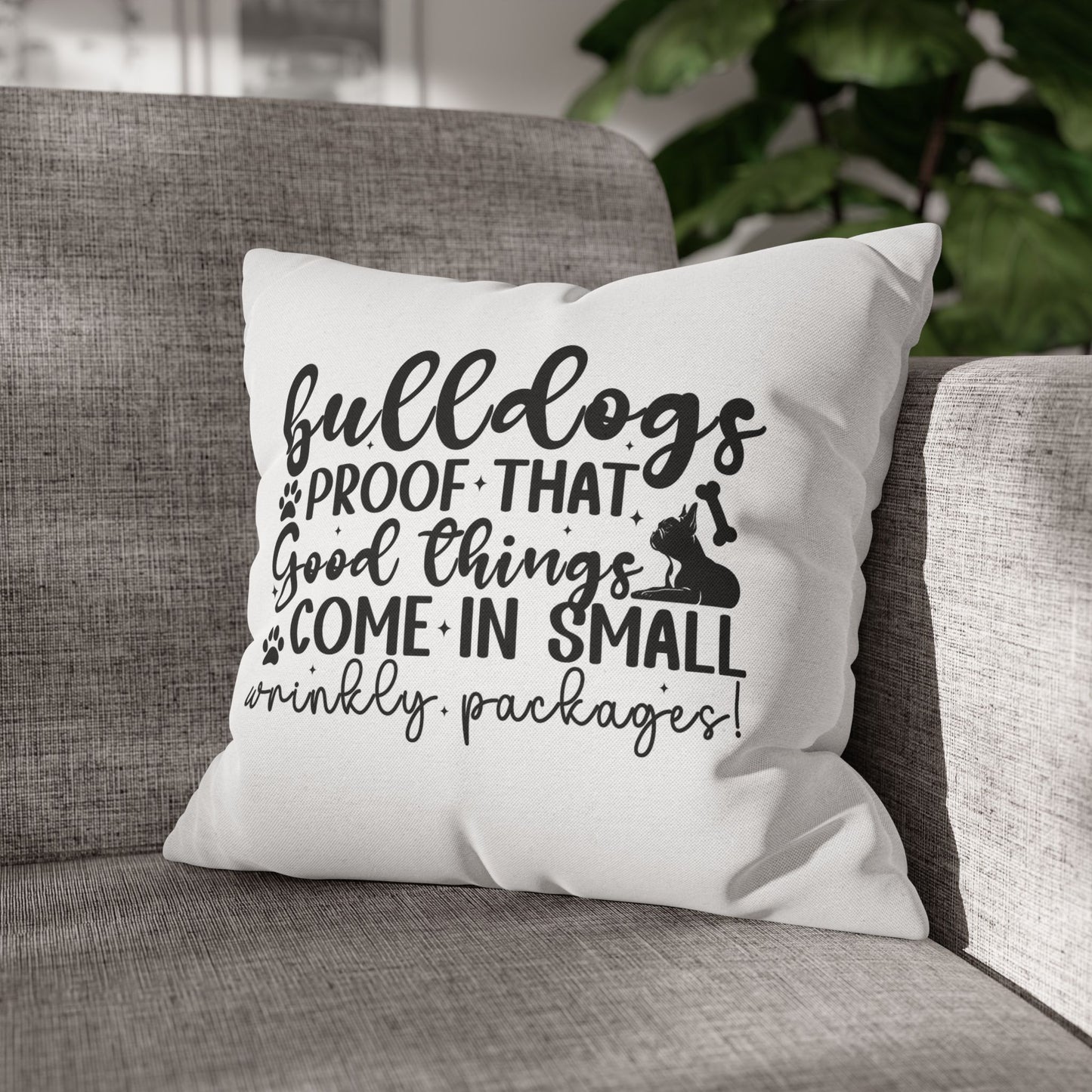 Bulldog Square Pillowcase – Cozy Pet Decor, Dog Lover Gift, Home Cushion, Pet Themed Christmas, Cute Living Room Accent