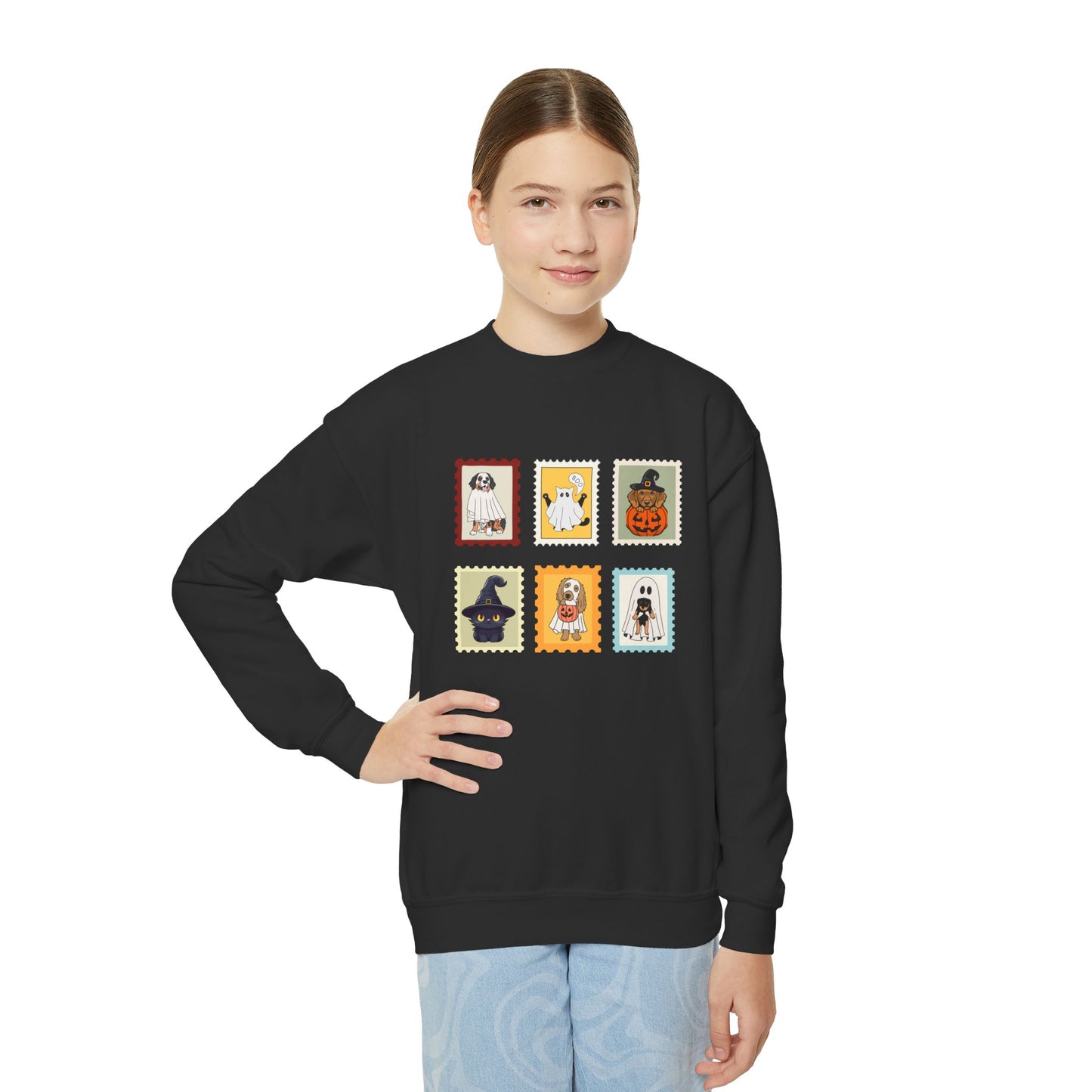 Cute Dog-Themed Youth Sweatshirt - Halloween Costume, Kids Fall Apparel, Cozy Gift, Birthday Present, Pet Lover Merchandise