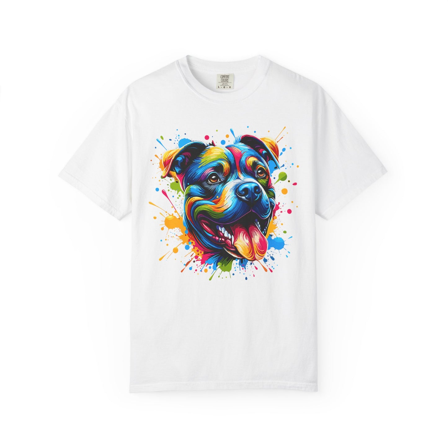 Vibrant Pitbull Dog Portrait T-Shirt | Colorful Pet Lover Tee, Gift for Dog Owners, Animal Art Shirt, Casual Wear, Unisex Apparel