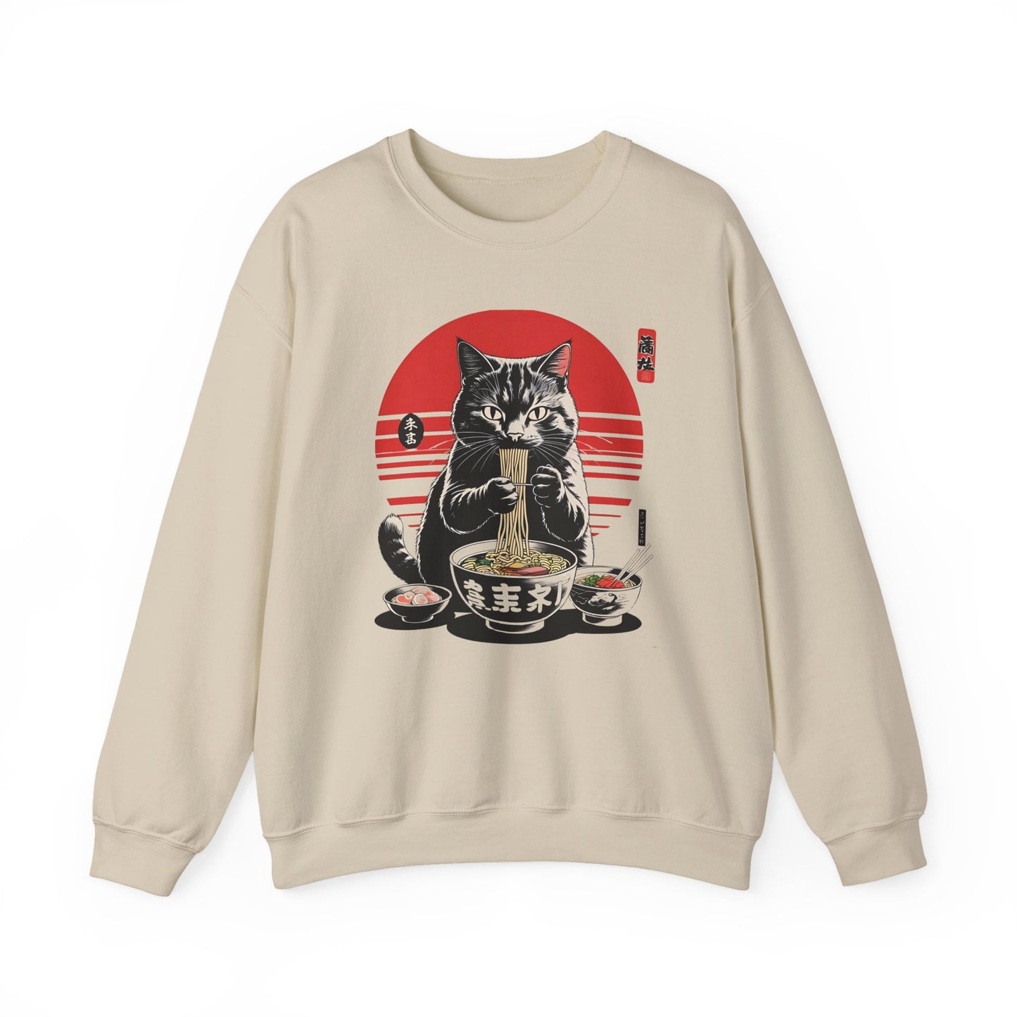 Cat Ramen Lover Sweatshirt | Cozy Unisex Crewneck | Gift for Cat Lovers, Anime Fans, Perfect for Fall, Birthdays, Holidays