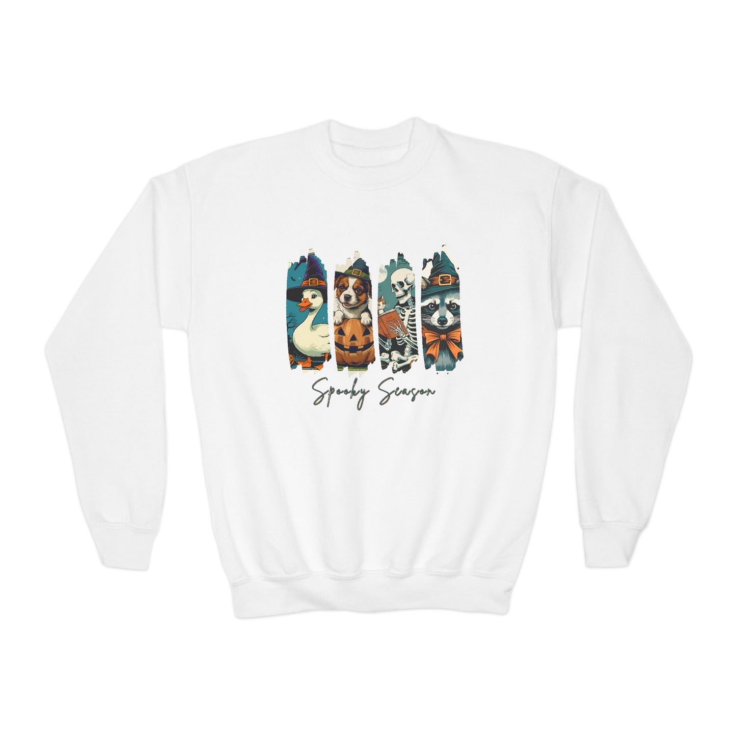 Spooky Season Youth Crewneck Sweatshirt, Halloween Apparel, Kids Sweatshirt, Cozy Fall Fashion, Spooky Sweatshirt for Children