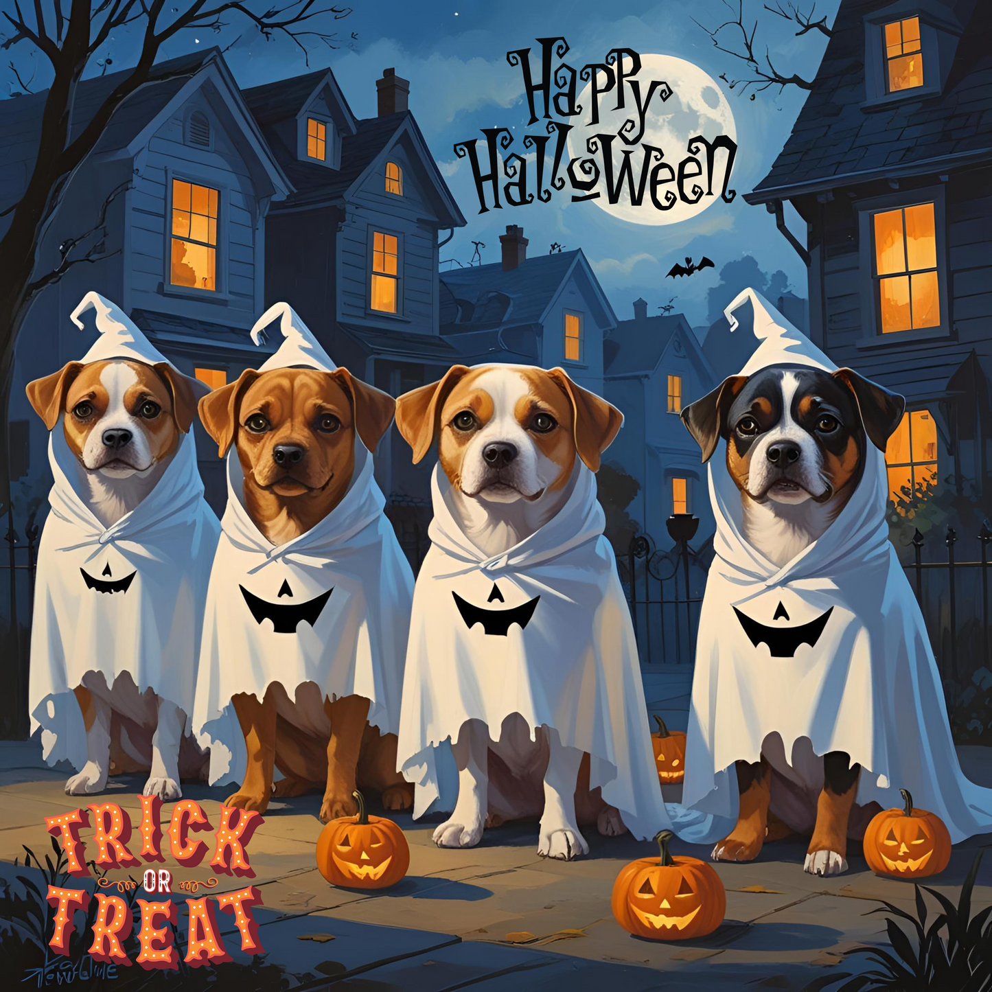 Halloween Dog Lovers Cotton Canvas Tote Bag, Trick or Treat Tote, Pet Halloween Bag, Spooky Season Accessory, Gift for Dog Parents
