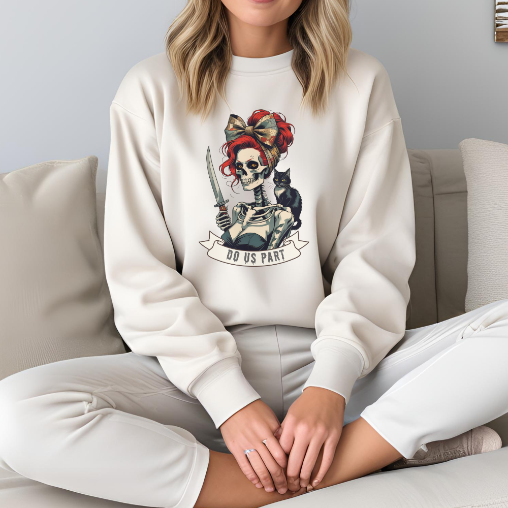 Gothic Bride Sweatshirt, Unique Crewneck for Halloween, Casual Wear, Funny Gift for Couples, Spooky Apparel