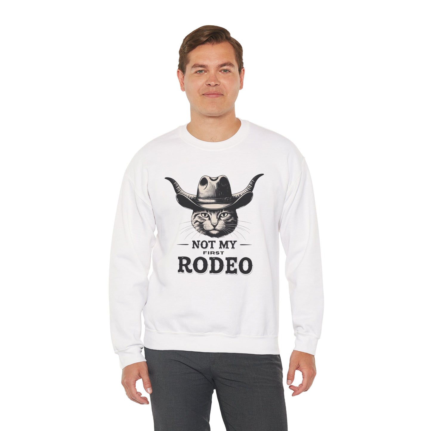 Funny Cat Rodeo Sweatshirt, Gift for Cat Lovers, Unisex Crewneck, Cozy Apparel, Unique Pet Owner Gift, Western theme Casual Wear