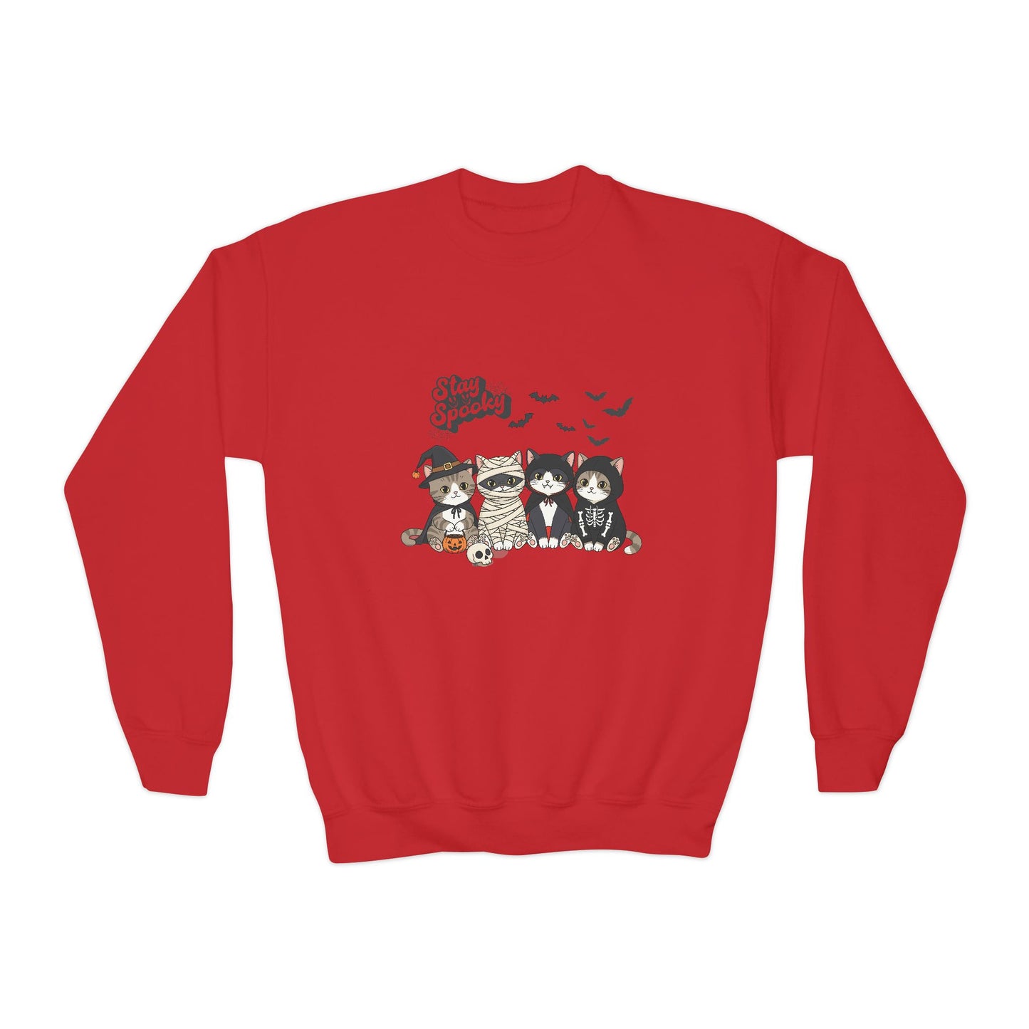 Spooky Crewneck Sweatshirt for Kids, Halloween Kids Sweatshirt, Cute Cat and Owl Design, Cozy Youth Sweater, Gift for Children