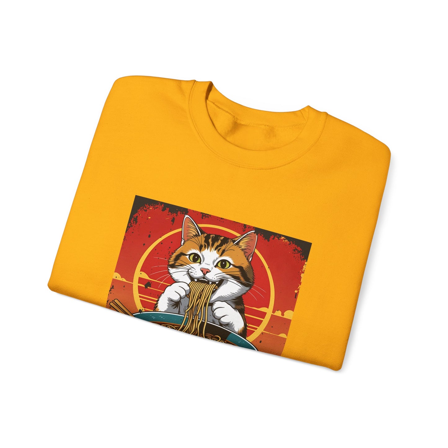 Cozy Cat Ramen Sweatshirt | Unisex Crewneck, Gift for Cat Lovers, Cute Foodie Apparel, Perfect for Fall, Weekend Wear, Animal Lover Gift