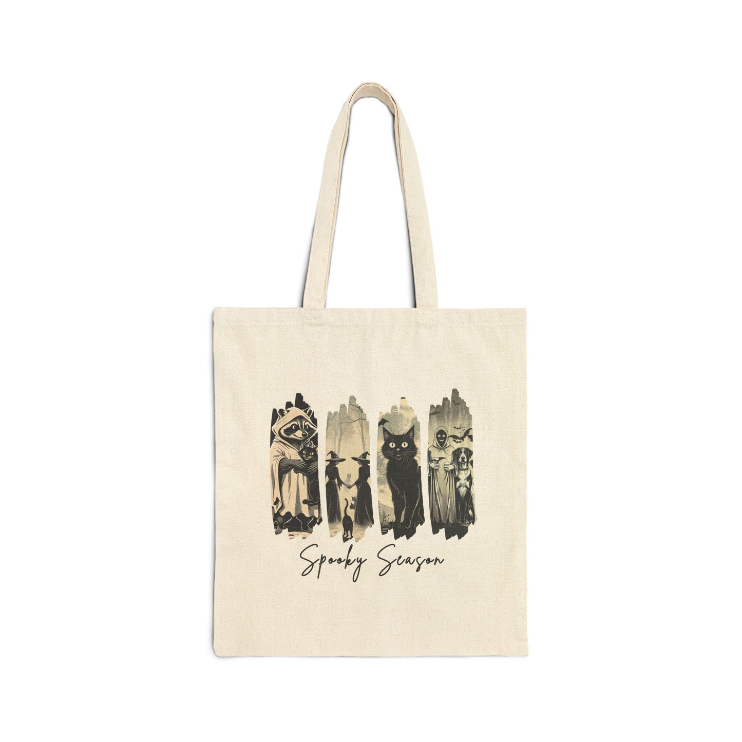 Spooky Season Cotton Canvas Tote Bag, Halloween Shopping Bag, Eco-Friendly Tote, Trick or Treat Tote, Seasonal Gift Bag