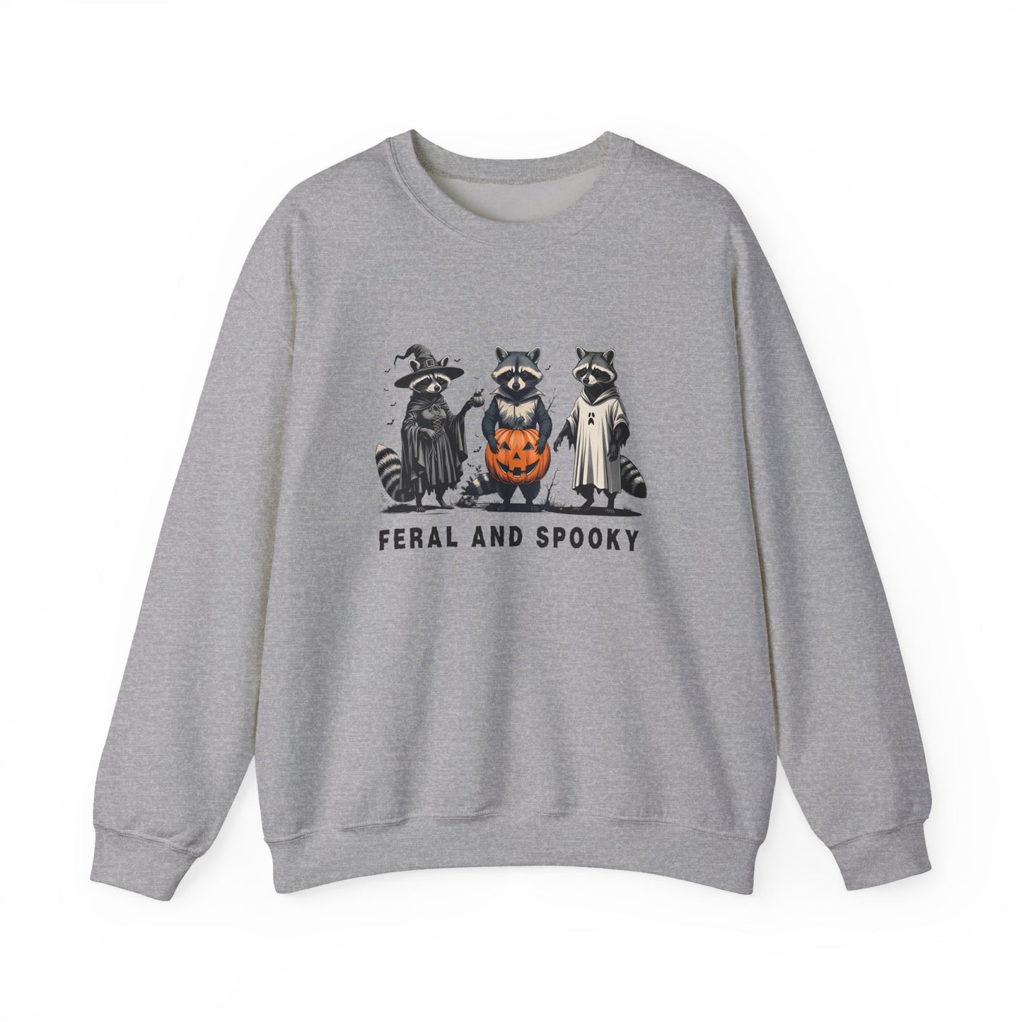 Feral and Spooky Sweatshirt | Unisex Crewneck, Halloween Raccoon Apparel, Cozy Fall Sweater, Gifts for Animal Lovers, Casual Autumn Outfit