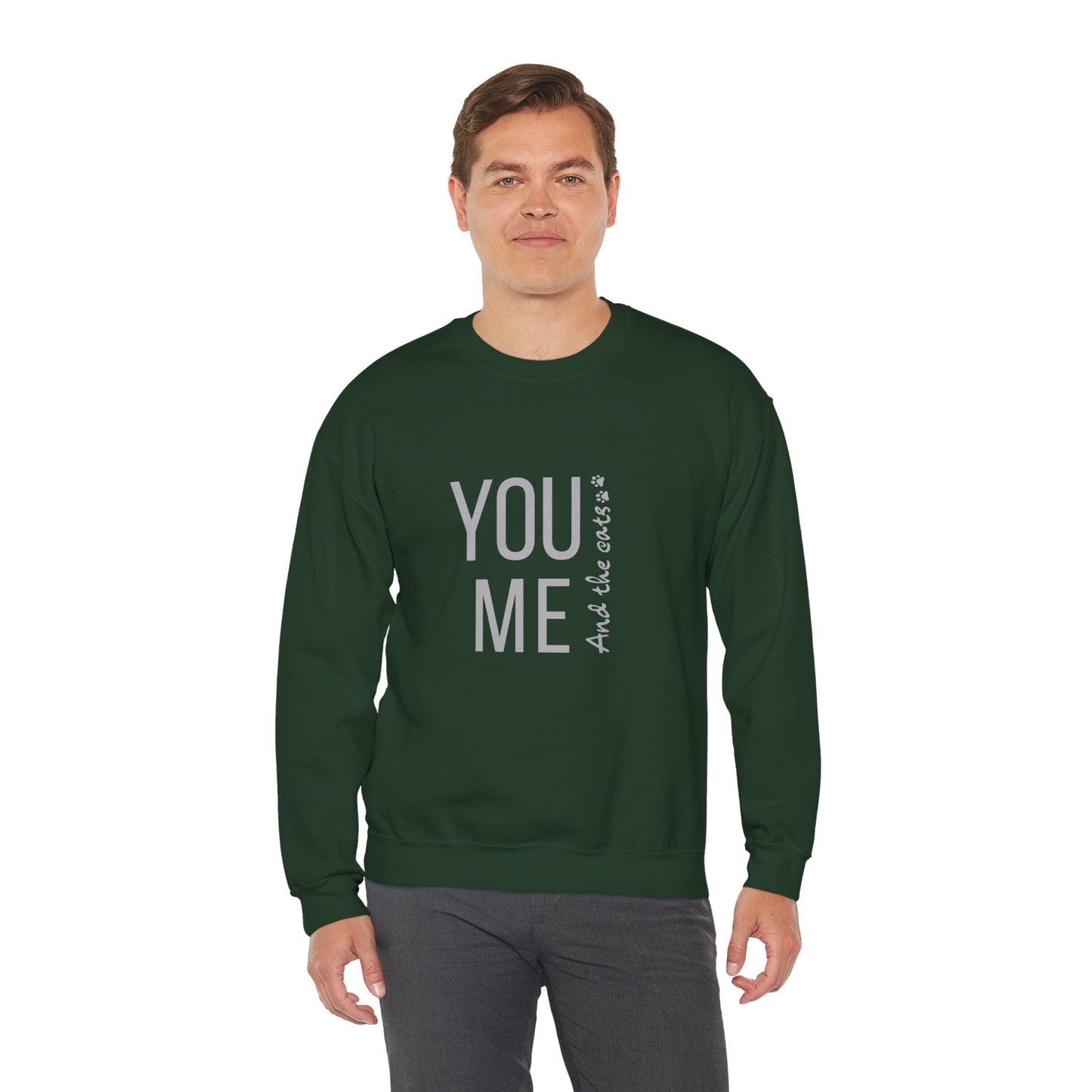Romantic You Me and the Cats, Unisex Crewneck Sweatshirt | Perfect Gift for Couples, Cozy Lounge Wear, Relationship Apparel