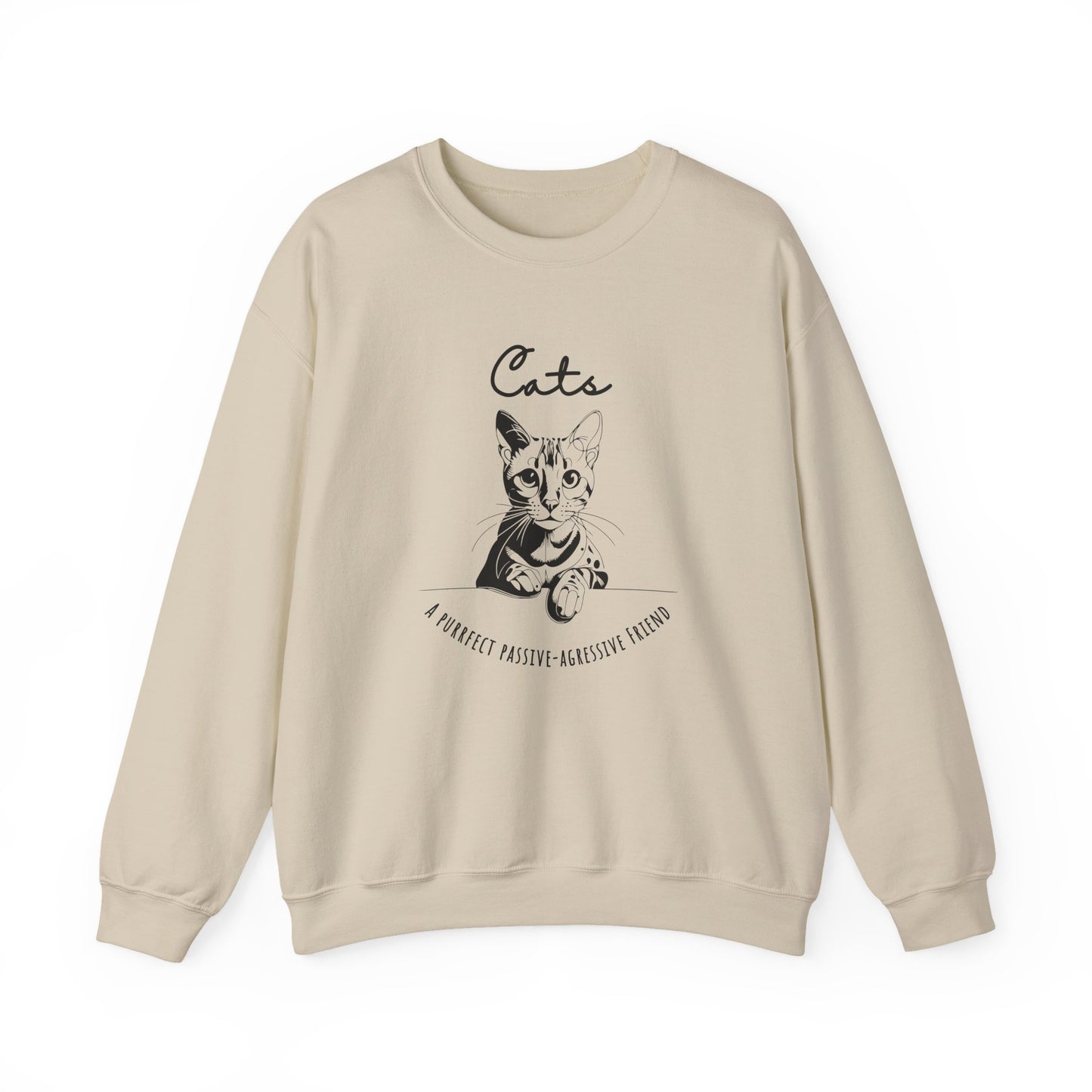Cute Cat Lover Crewneck Sweatshirt - Cozy Gift for Cat Owners, Pet Lovers, Animal Enthusiasts, Birthday, Everyday Wear