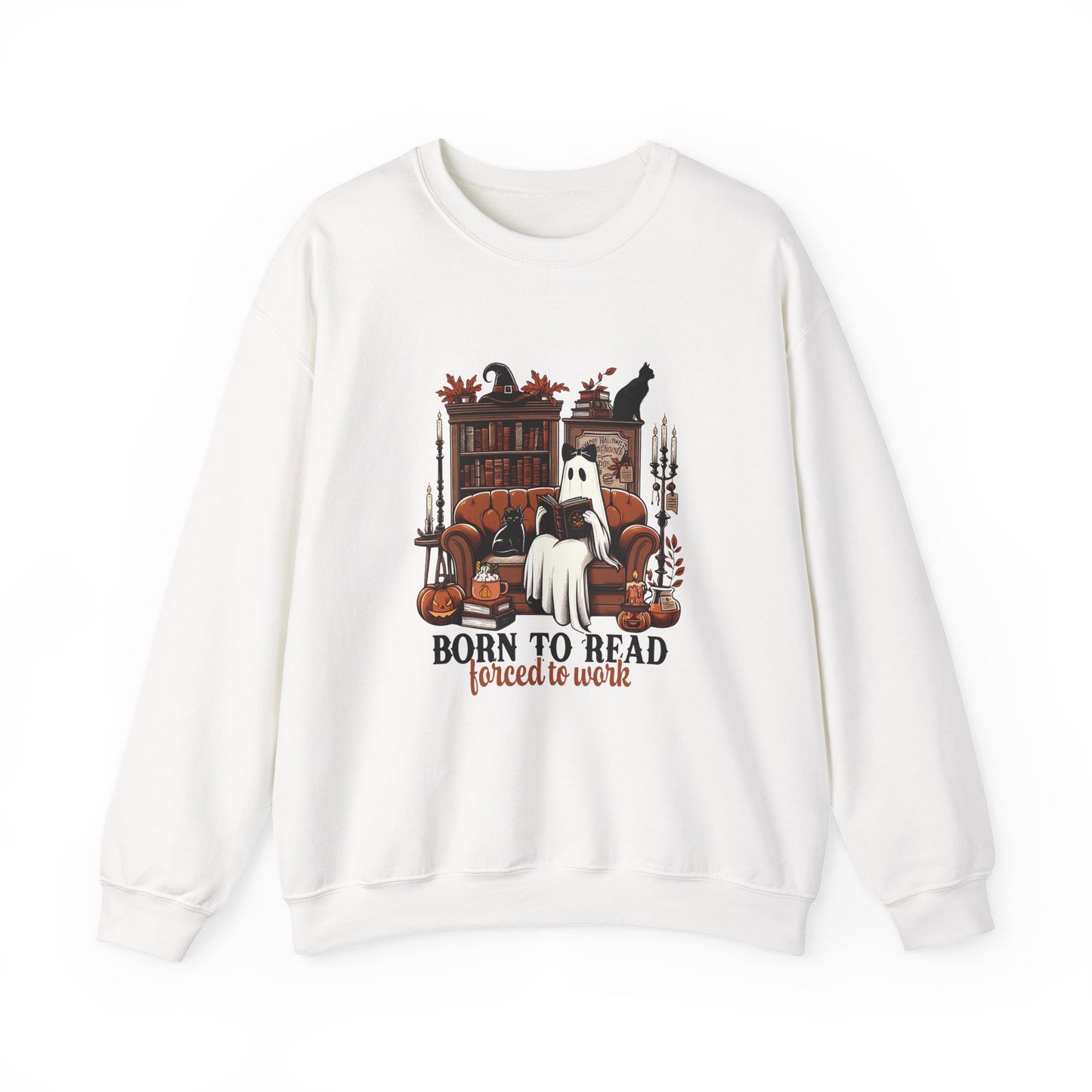 Cozy Literary Halloween Sweatshirt - Perfect for Book Lovers, Cat Lovers, Halloween, Fall Fashion, Gift for Readers, Literary Gift