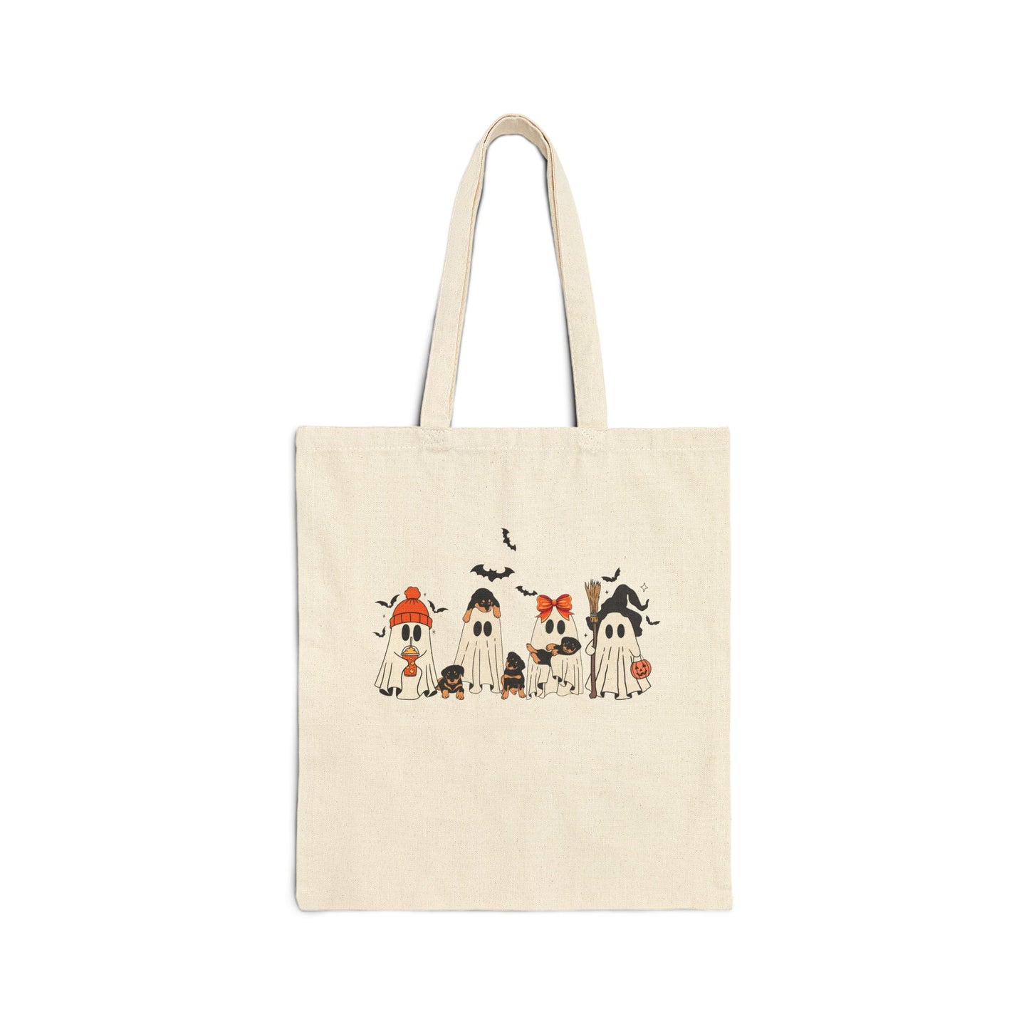 Cute Halloween Ghosts Cotton Canvas Tote Bag, Eco-Friendly Trick or Treat Bag, Holiday Shopping Bag, Party Favor Bag, Reusable Grocery Tote