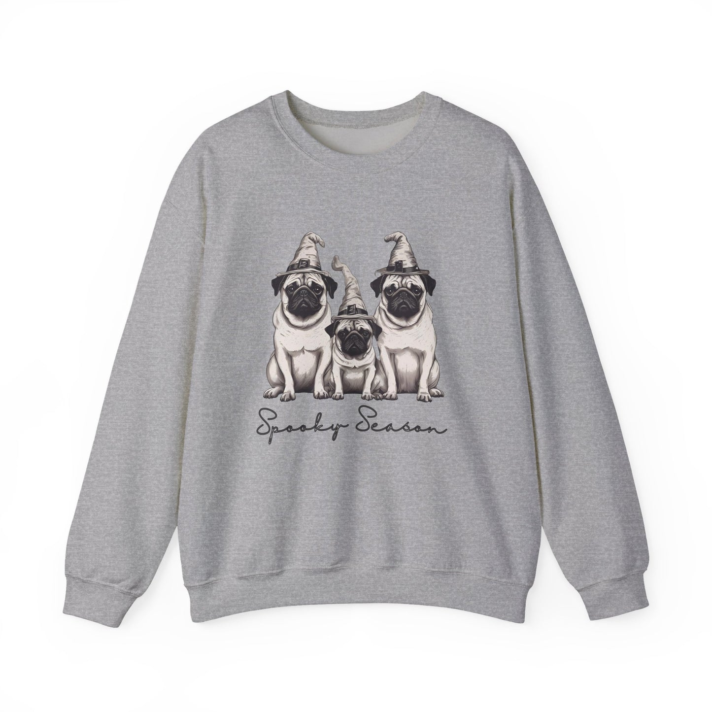 Spooky Pug Sweatshirt, Cozy Fall Apparel, Halloween Gift, Unisex Crewneck, Pet Lover Sweater, Pumpkin Spice Vibes