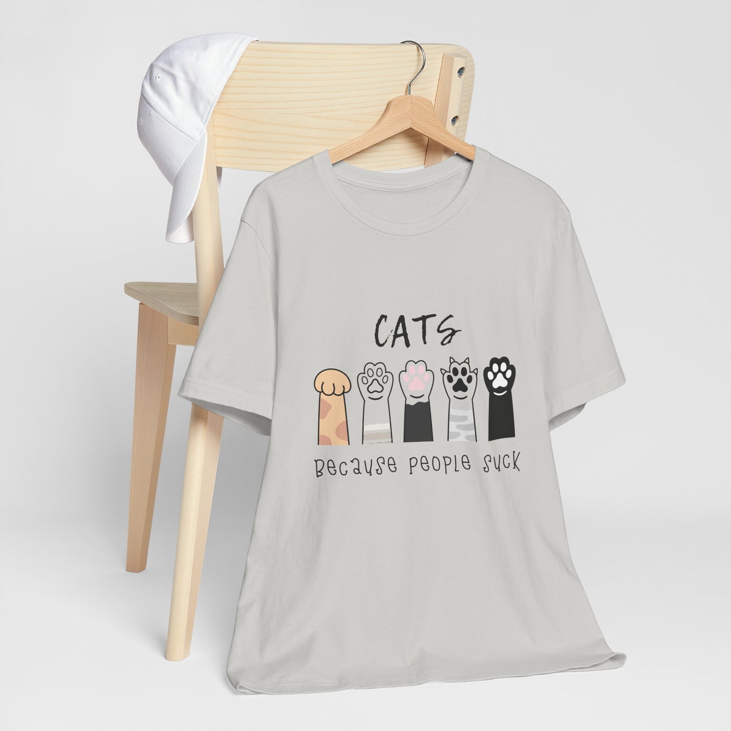 Funny Cat Lovers Tee - 'Cats Because People Suck' - Gift for Pet Owners, Cat Mom Shirt, Animal Lover Top, Humorous T-Shirt, Casual Wear