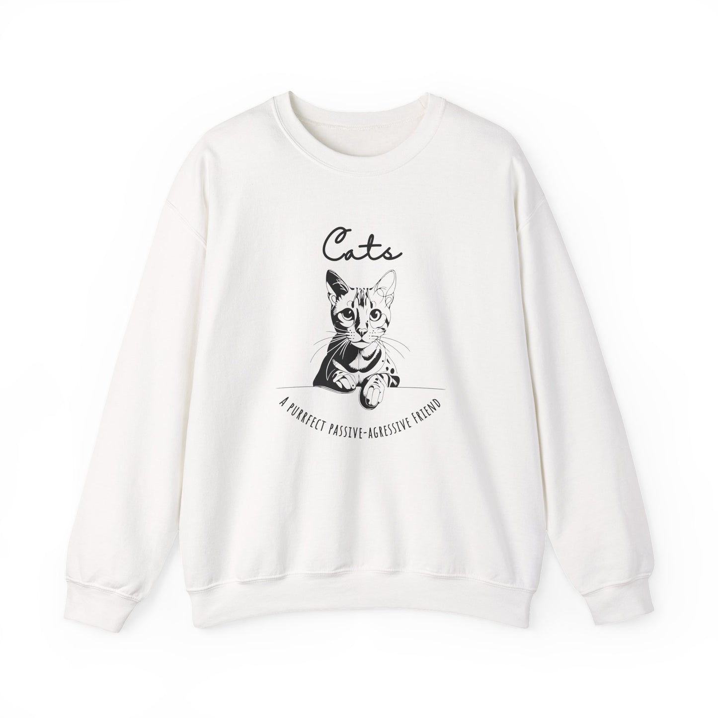 Cute Cat Lover Crewneck Sweatshirt - Cozy Gift for Cat Owners, Pet Lovers, Animal Enthusiasts, Birthday, Everyday Wear
