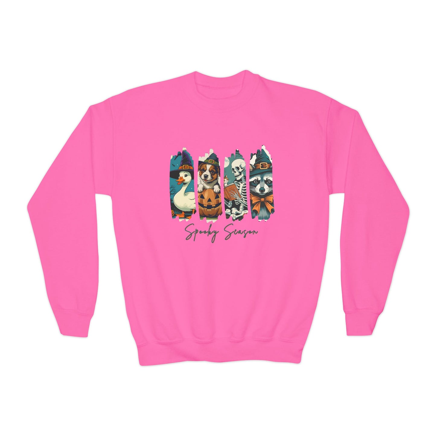 Spooky Season Youth Crewneck Sweatshirt, Halloween Apparel, Kids Sweatshirt, Cozy Fall Fashion, Spooky Sweatshirt for Children