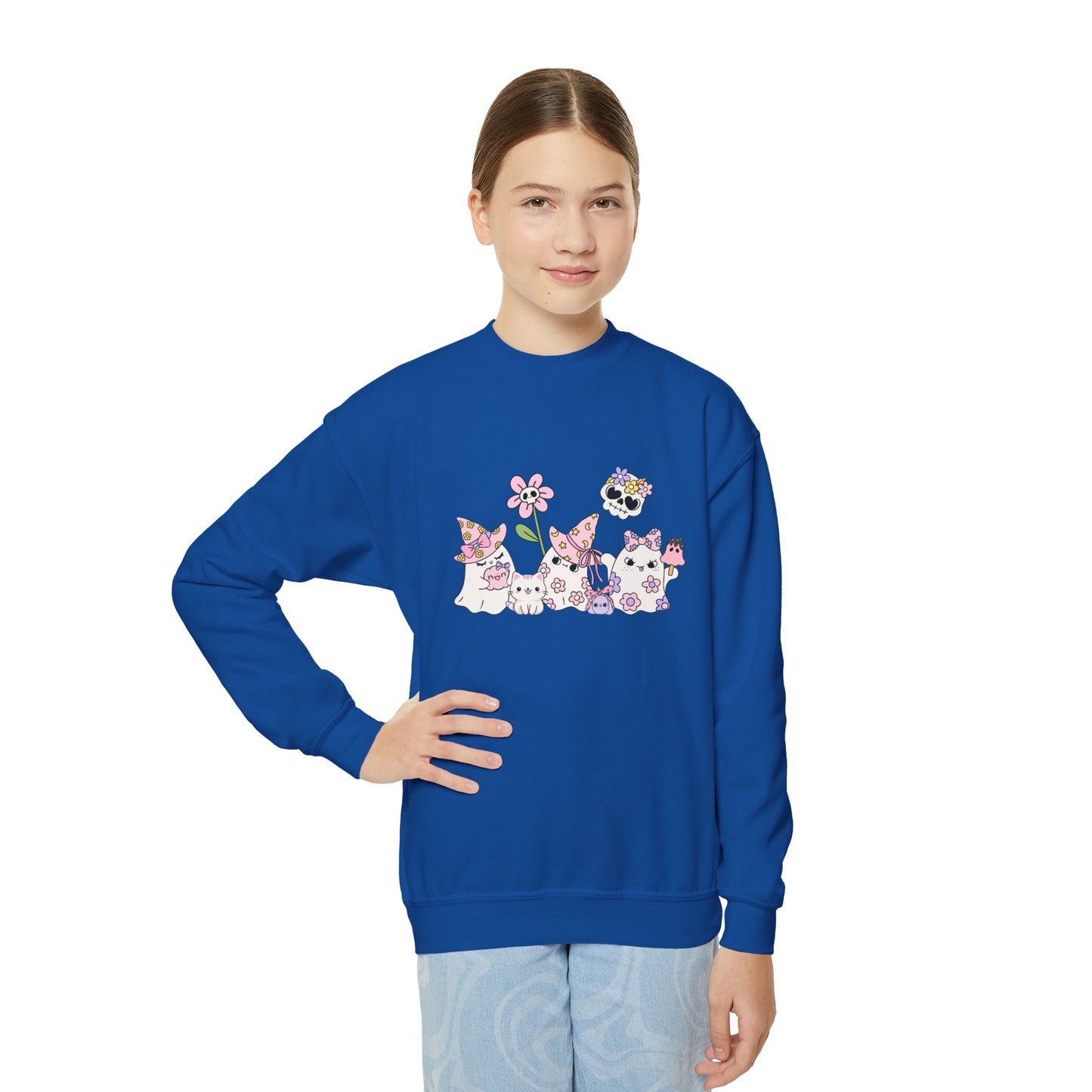 Cute Floral Youth Sweatshirt, Adorable Gift for Kids, Perfect for Spring, Birthday Present, Everyday Wear, Cozy Crewneck