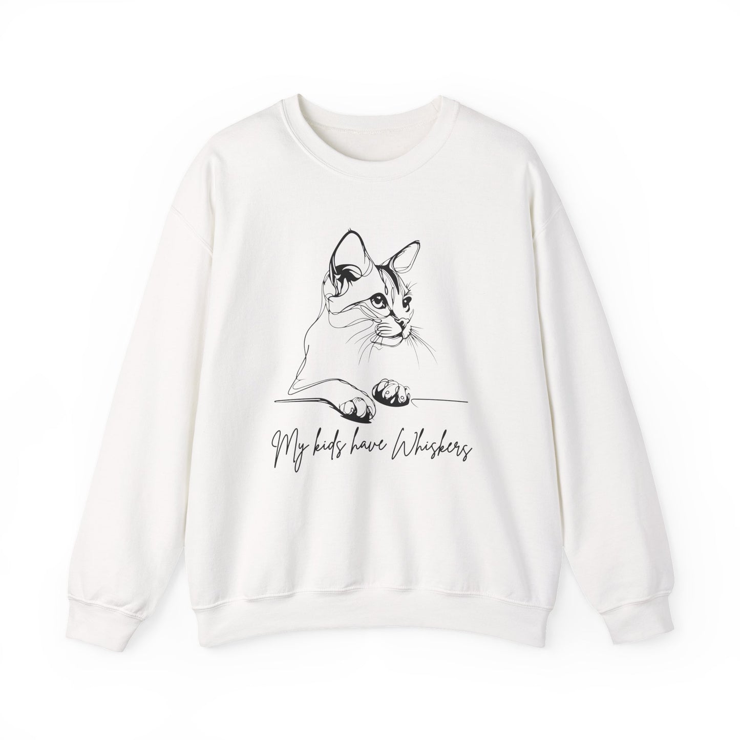 Cozy Cat Lover Sweatshirt, My Kids Have Whiskers Design, Unisex Cat Line art Crewneck, Gift for Cat Owners, Pet Lover Apparel