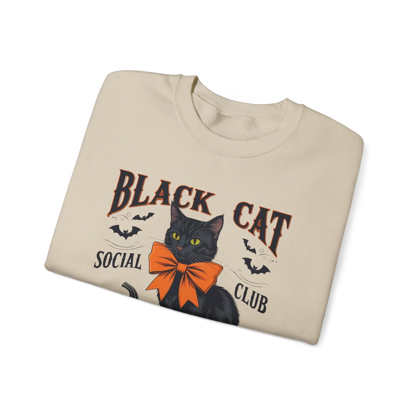 Halloween Themed Sweatshirt, Cozy Fall Apparel, Black Cat Sweatshirt, Spooky Season Clothing, Autumn Fashion, Perfect for Cat Lovers