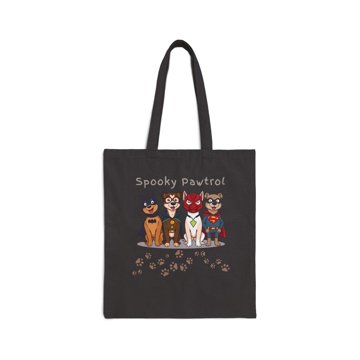 Spooky Patrol Dog-Themed Cotton Canvas Tote Bag, Eco-Friendly Shopping Bag, Halloween Tote, Pet Lover Gift, Canvas Bag for Everyday Use