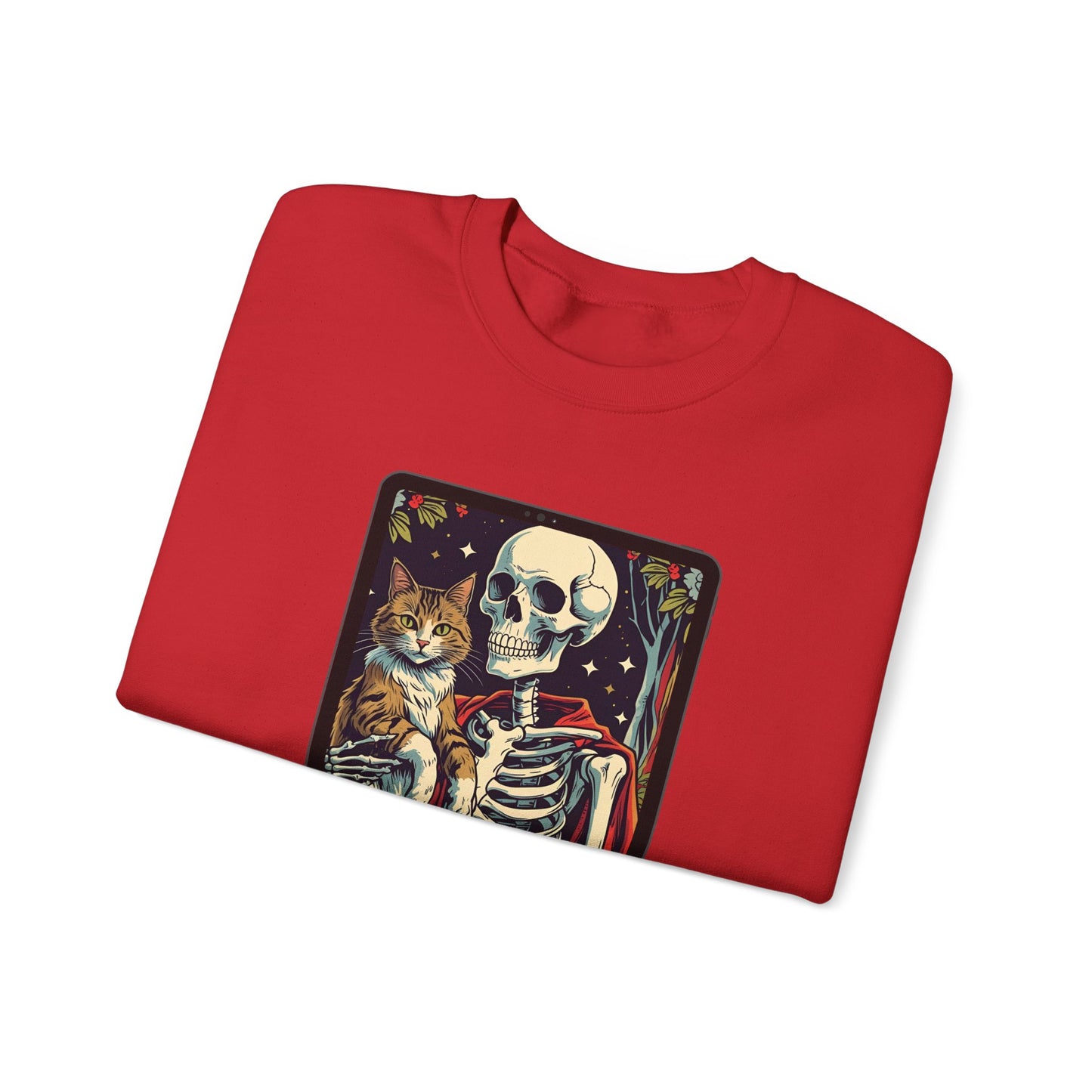 Gothic Cat Lover Crewneck Sweatshirt | Cozy Halloween Sweater, Pet Lover Gift, Spooky Season Apparel, Unisex Sweatshirt, Tarot card Design