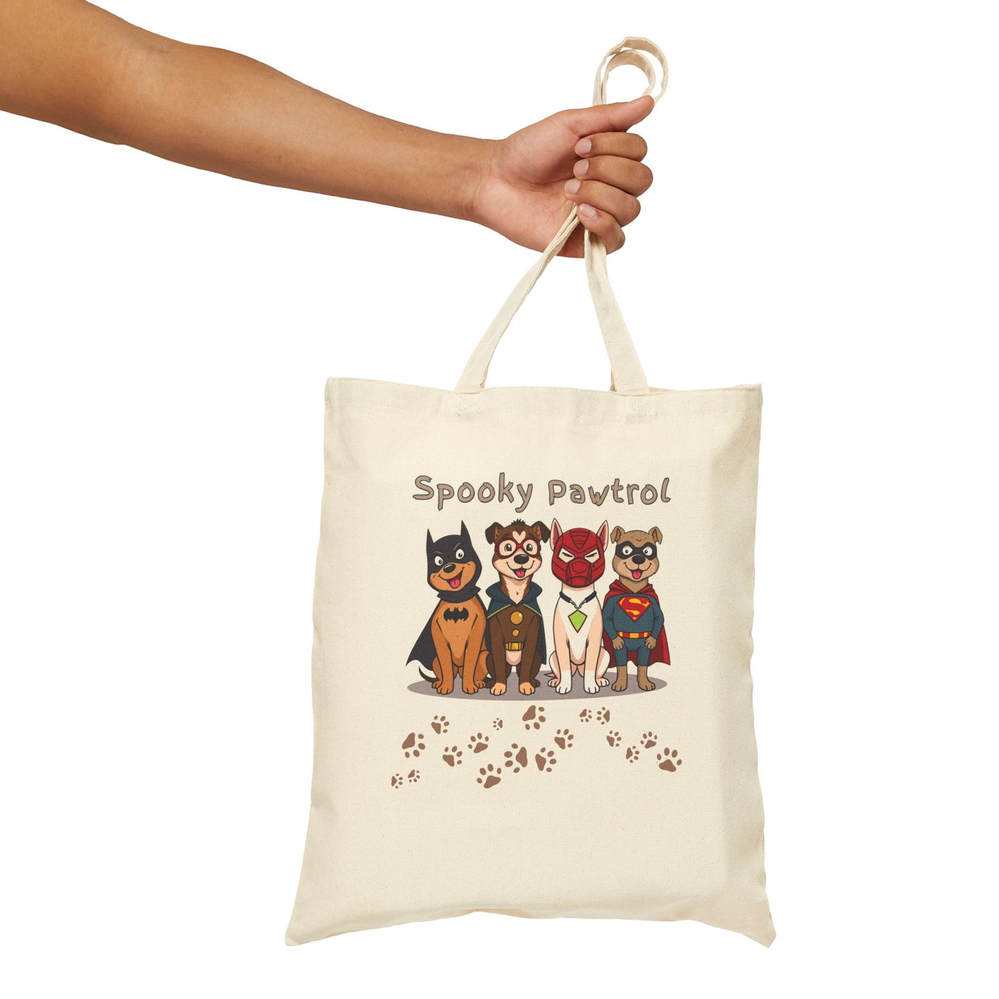 Spooky Patrol Dog-Themed Cotton Canvas Tote Bag, Eco-Friendly Shopping Bag, Halloween Tote, Pet Lover Gift, Canvas Bag for Everyday Use