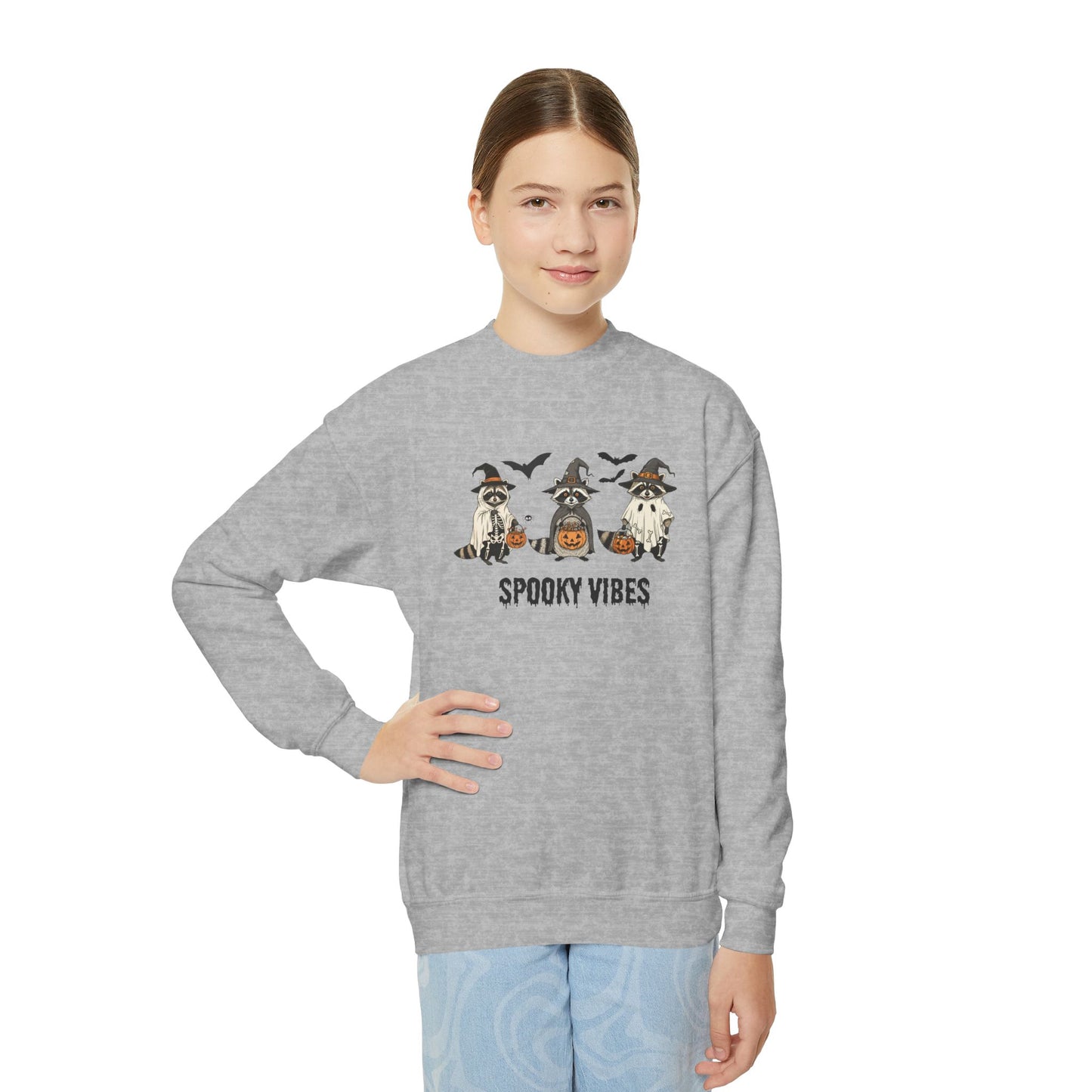 Spooky Vibes Raccoons Youth Crewneck Sweatshirt, Halloween Sweatshirt, Kids Fall Outfit, Comfy Sweater, Ghosts and Ghouls Apparel, Trick or [...]