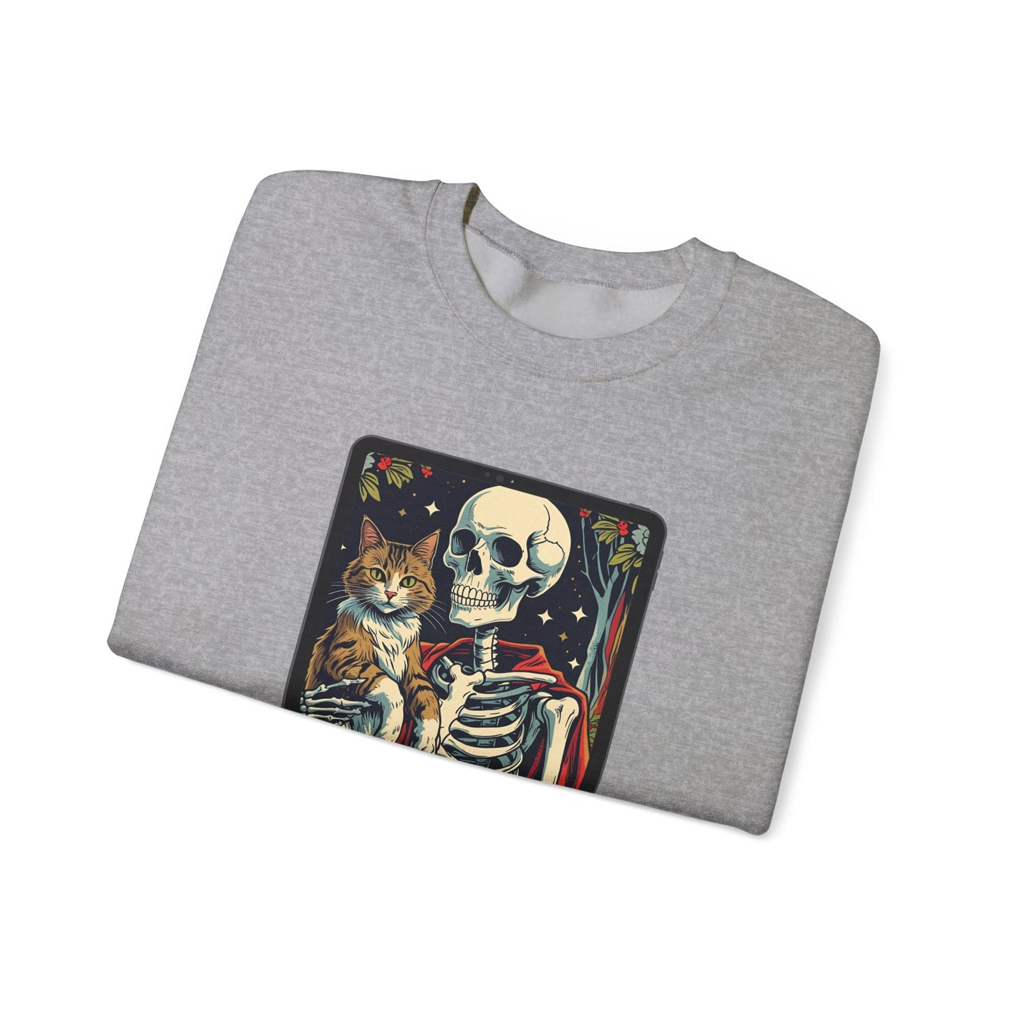 Gothic Cat Lover Crewneck Sweatshirt | Cozy Halloween Sweater, Pet Lover Gift, Spooky Season Apparel, Unisex Sweatshirt, Tarot card Design