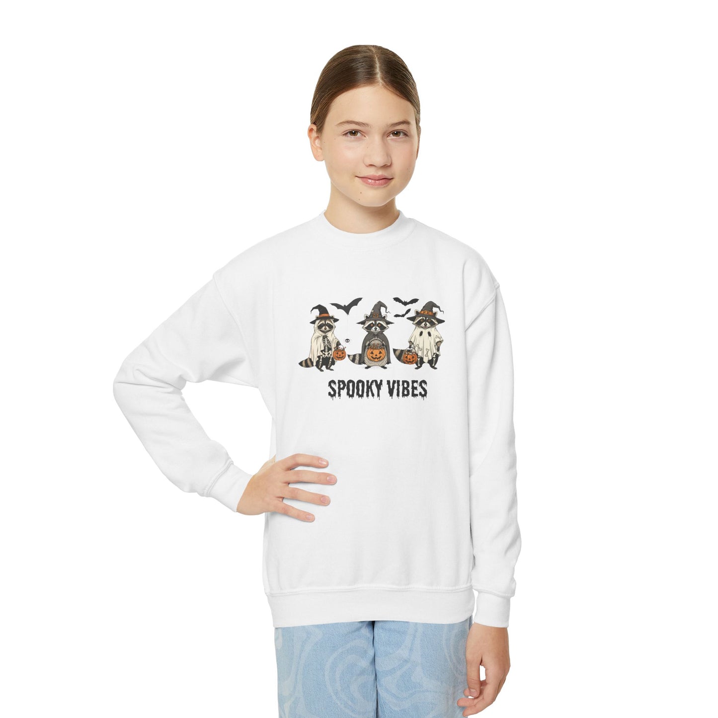 Spooky Vibes Raccoons Youth Crewneck Sweatshirt, Halloween Sweatshirt, Kids Fall Outfit, Comfy Sweater, Ghosts and Ghouls Apparel, Trick or [...]