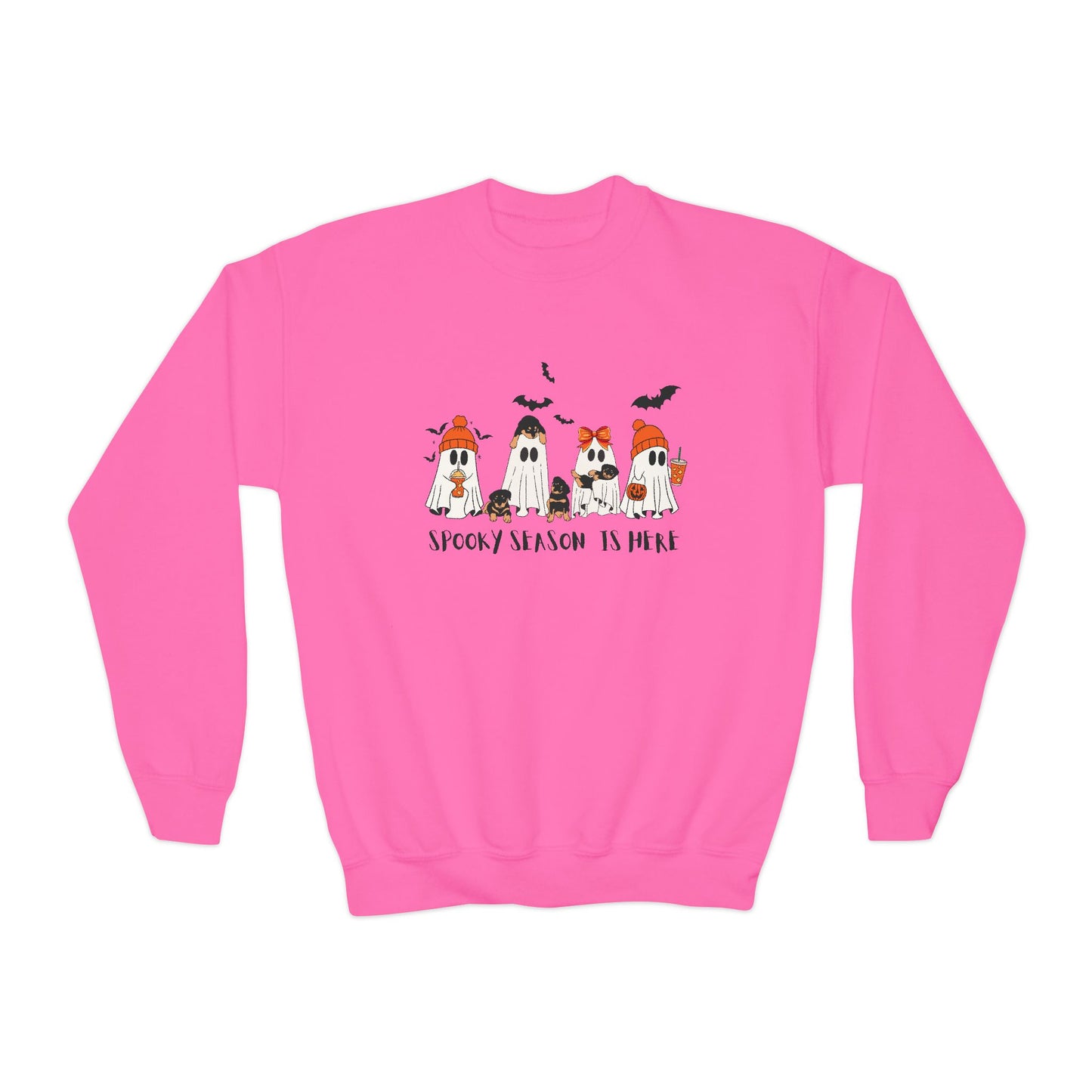 Spooky Season Youth Crewneck Sweatshirt, Halloween Sweatshirt, Cozy Fall Apparel, Cute Kid's Sweatshirt, Ghost and Pumpkin Design