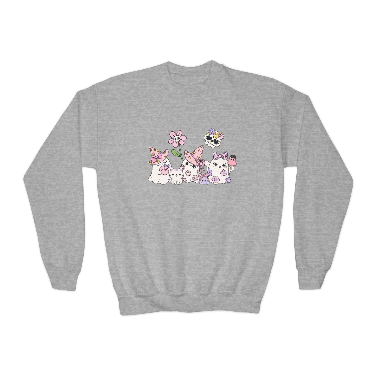 Cute Floral Youth Sweatshirt, Adorable Gift for Kids, Perfect for Spring, Birthday Present, Everyday Wear, Cozy Crewneck