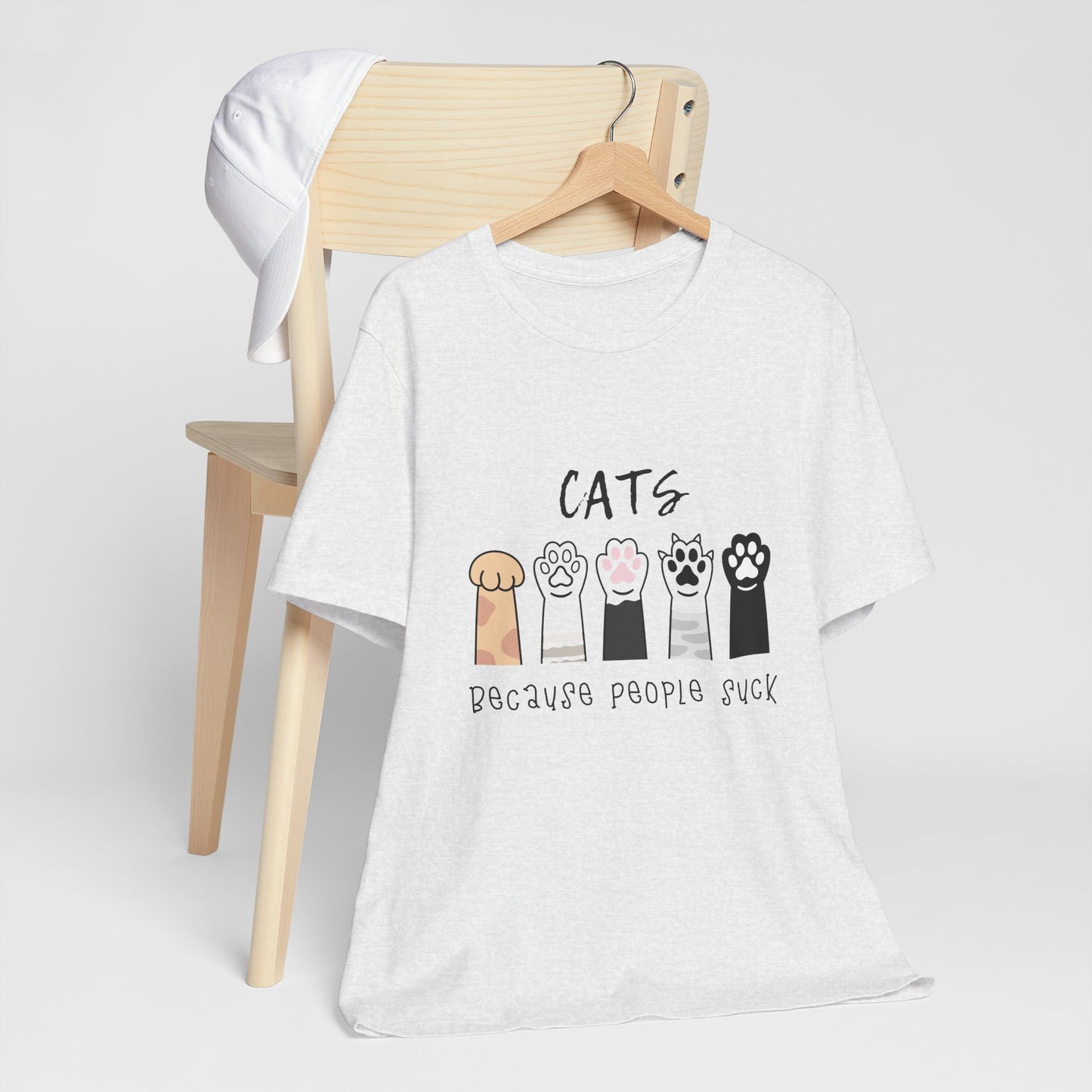 Funny Cat Lovers Tee - 'Cats Because People Suck' - Gift for Pet Owners, Cat Mom Shirt, Animal Lover Top, Humorous T-Shirt, Casual Wear