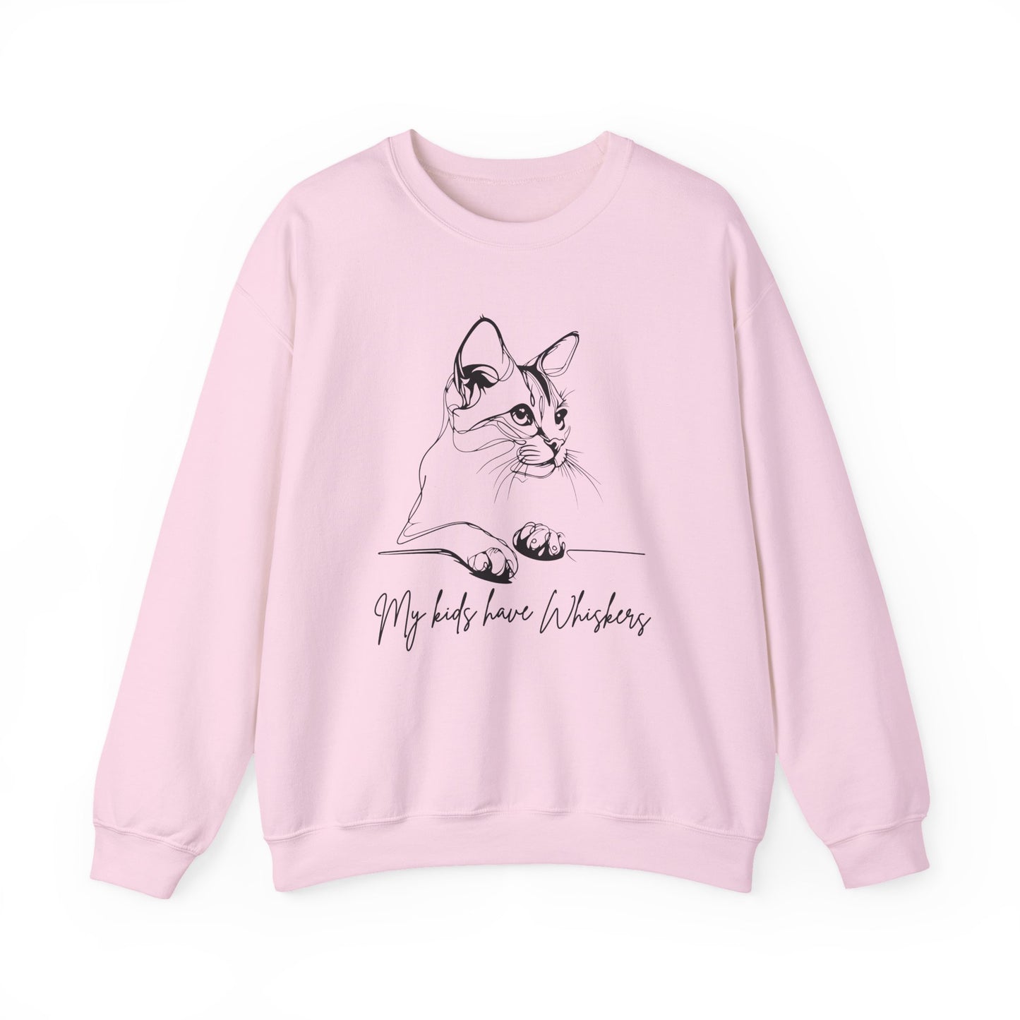Cozy Cat Lover Sweatshirt, My Kids Have Whiskers Design, Unisex Cat Line art Crewneck, Gift for Cat Owners, Pet Lover Apparel