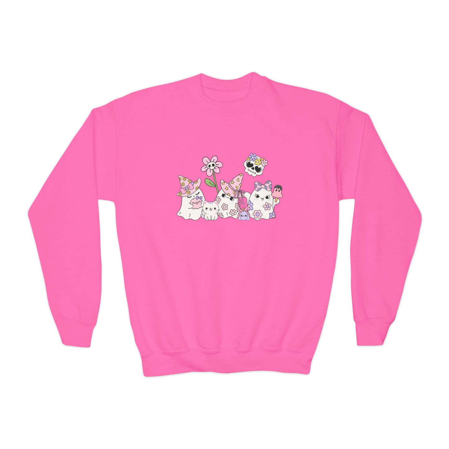 Cute Floral Youth Sweatshirt, Adorable Gift for Kids, Perfect for Spring, Birthday Present, Everyday Wear, Cozy Crewneck