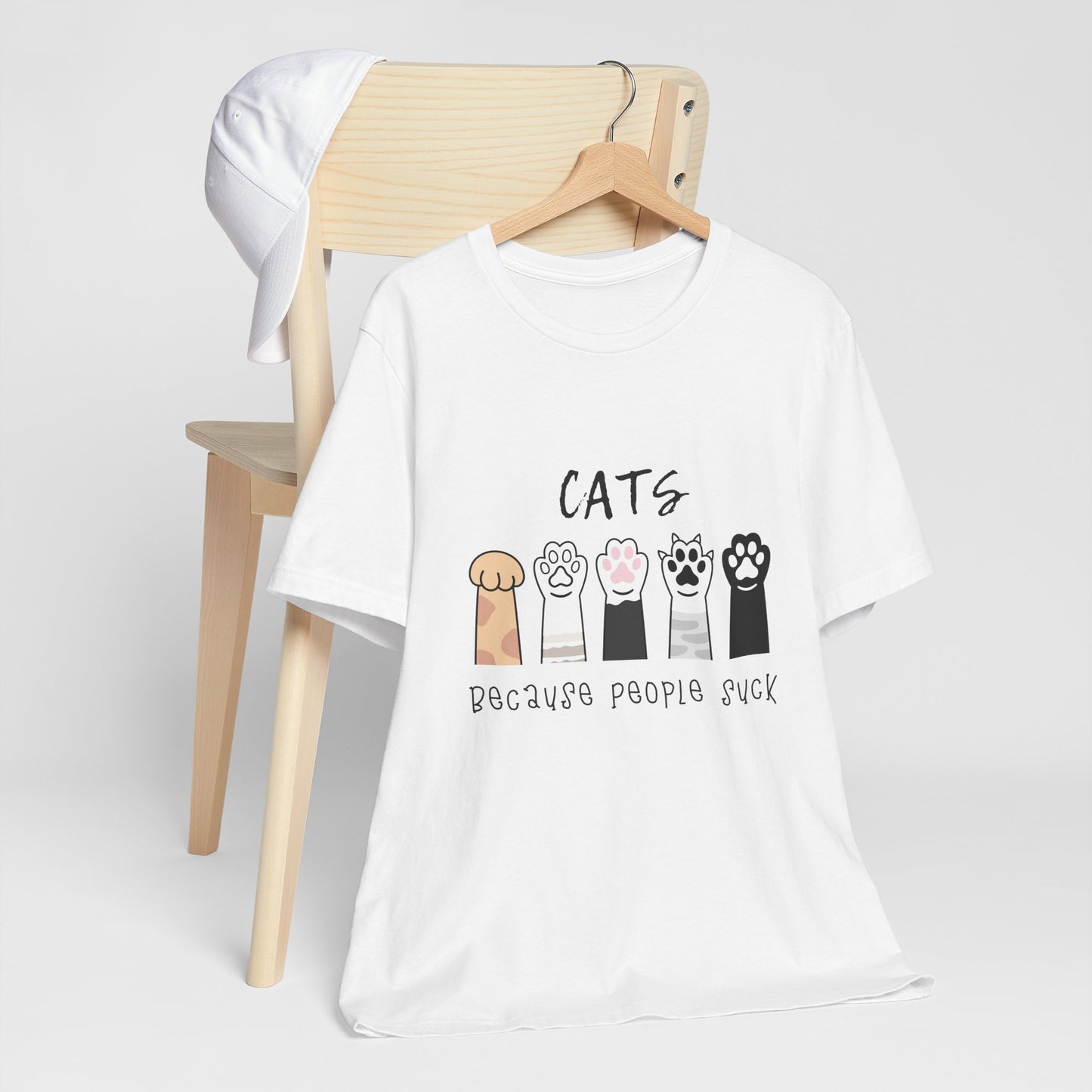 Funny Cat Lovers Tee - 'Cats Because People Suck' - Gift for Pet Owners, Cat Mom Shirt, Animal Lover Top, Humorous T-Shirt, Casual Wear