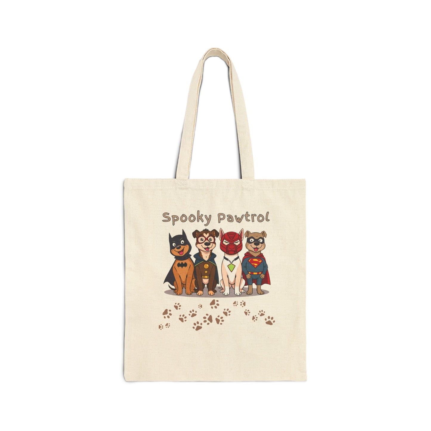 Spooky Patrol Dog-Themed Cotton Canvas Tote Bag, Eco-Friendly Shopping Bag, Halloween Tote, Pet Lover Gift, Canvas Bag for Everyday Use
