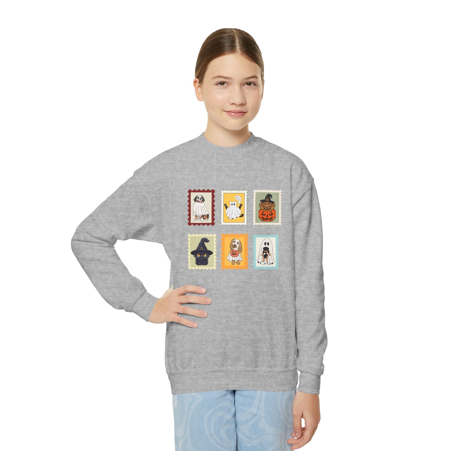 Cute Dog-Themed Youth Sweatshirt - Halloween Costume, Kids Fall Apparel, Cozy Gift, Birthday Present, Pet Lover Merchandise