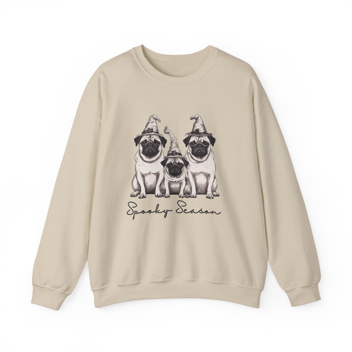 Spooky Pug Sweatshirt, Cozy Fall Apparel, Halloween Gift, Unisex Crewneck, Pet Lover Sweater, Pumpkin Spice Vibes